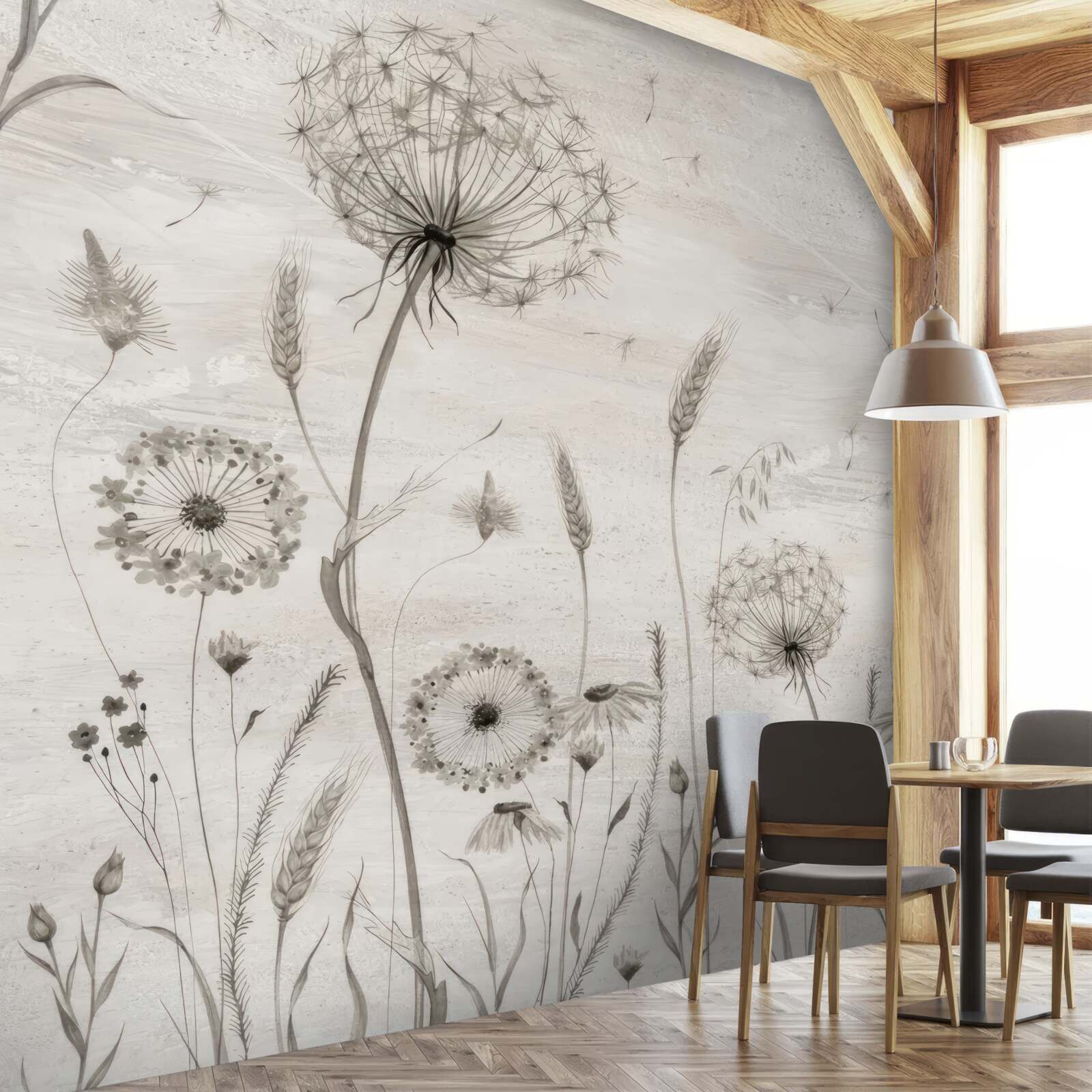 Fototapeta mniszek lekarski i kłosy pszenicy ilustracji