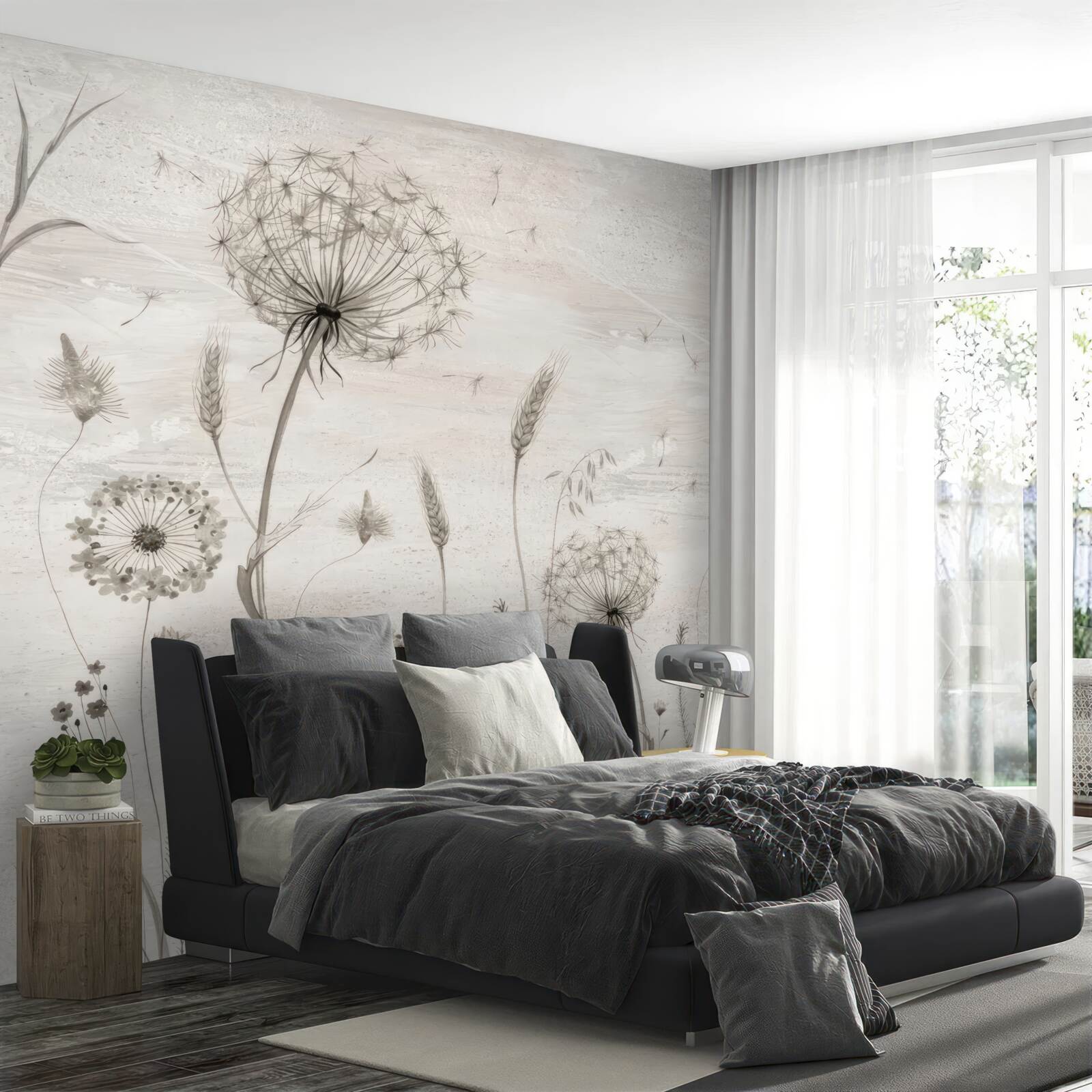 Fototapeta mniszek lekarski i kłosy pszenicy ilustracji