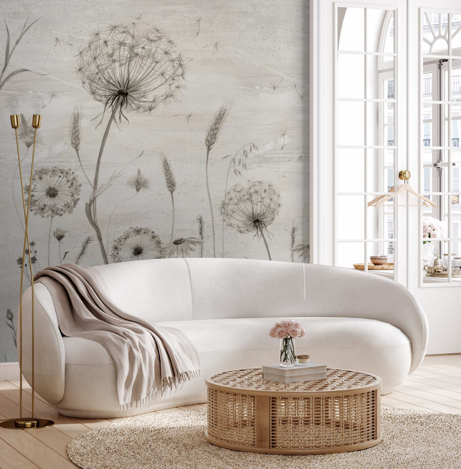 Fototapeta mniszek lekarski i kłosy pszenicy ilustracji