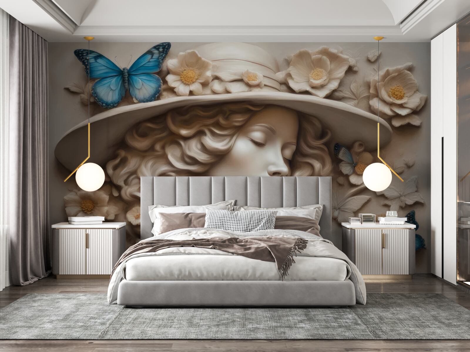 Fototapeta dziewczyna w kapeluszu i z zamkniętymi oczami