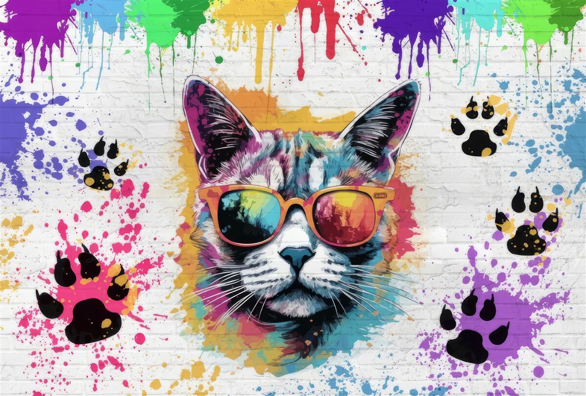 Fototapeta kot w okularach