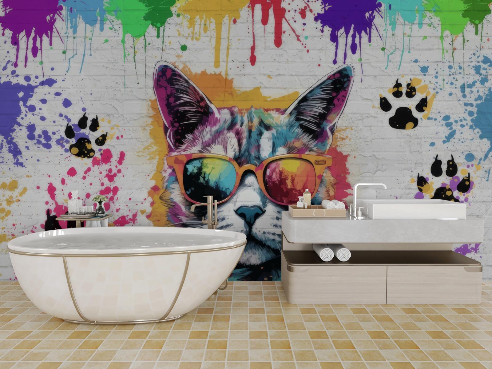 Fototapeta kot w okularach