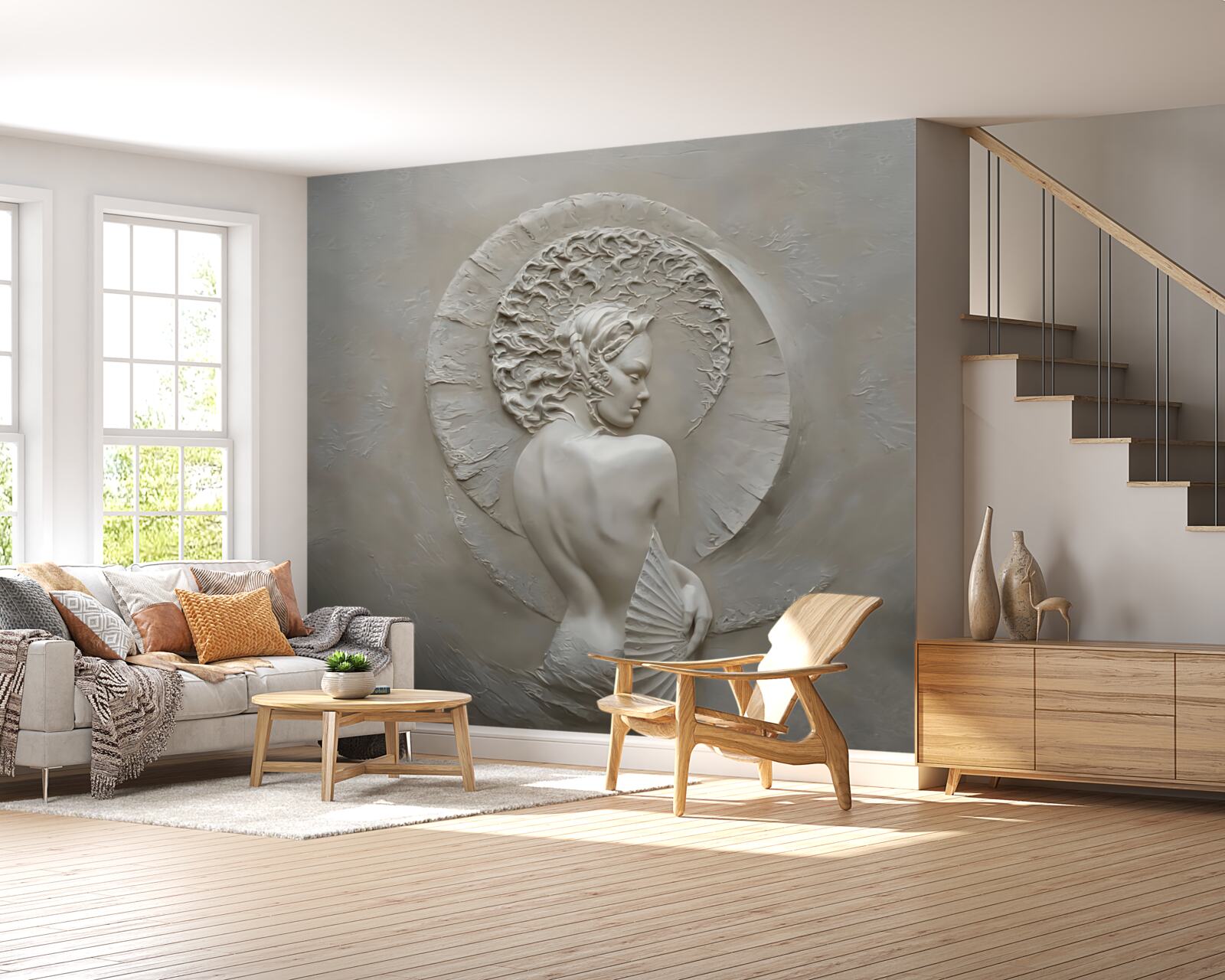 Fototapeta dziewczyna chowa twarz za wachlarzem