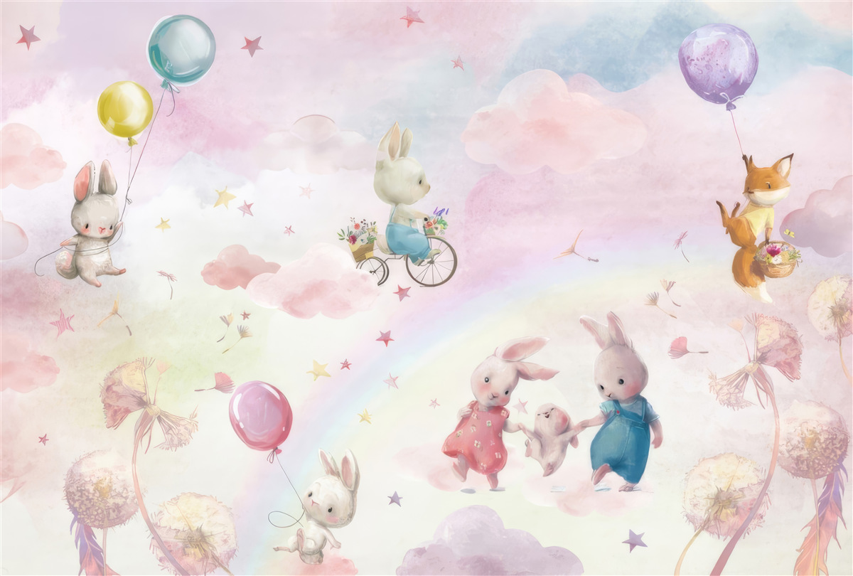 Fototapeta króliki i mały lis