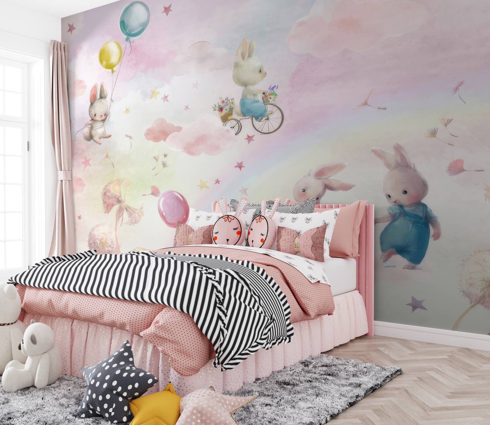 Fototapeta króliki i mały lis