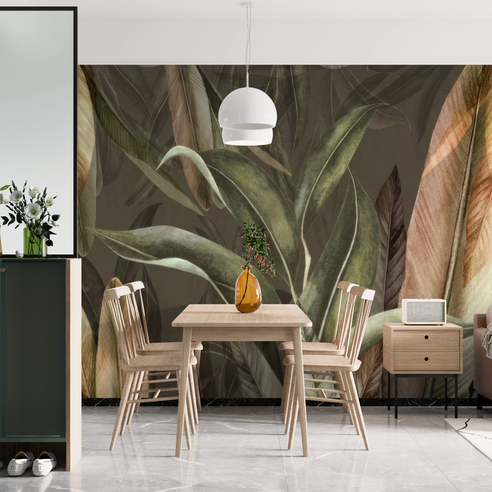 Fototapeta liście w odcieniach brązu i zieleni