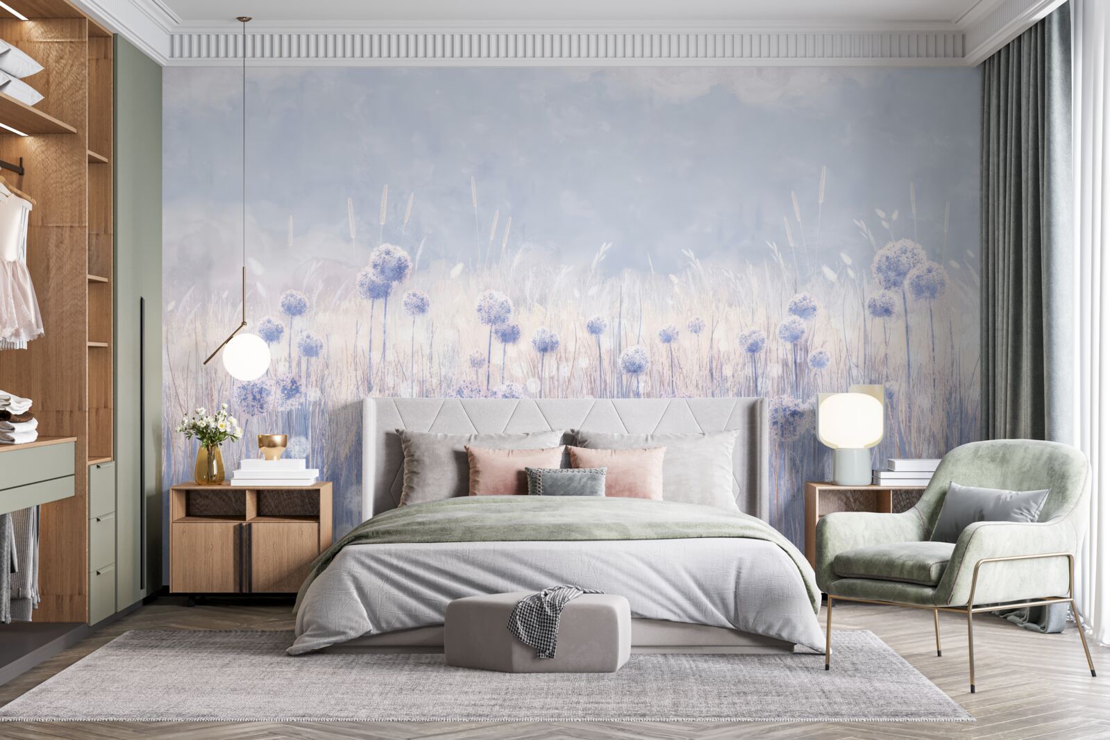 Fototapeta rośliny w kolorze liliowym na jasnym tle