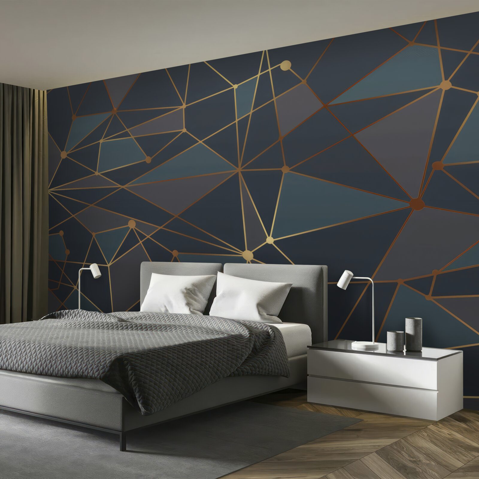 Fototapeta tło z geometrycznymi kształtami w ciemnych odcieniach