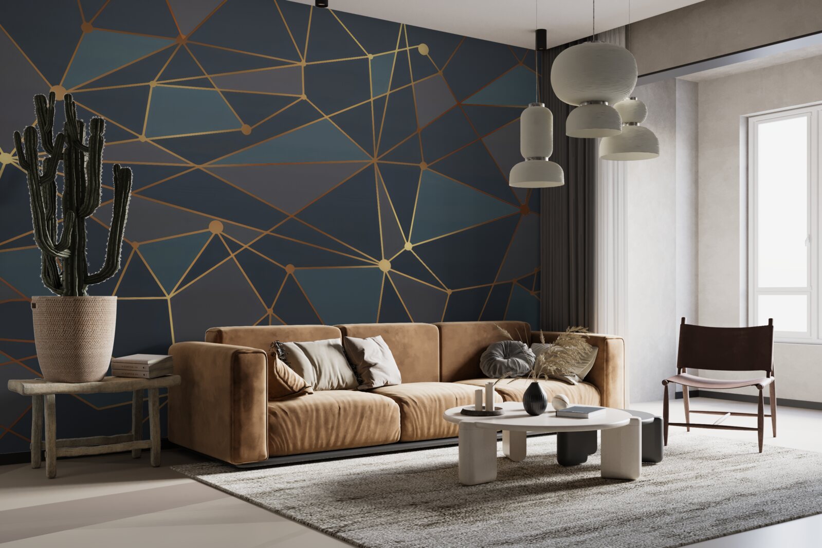 Fototapeta tło z geometrycznymi kształtami w ciemnych odcieniach