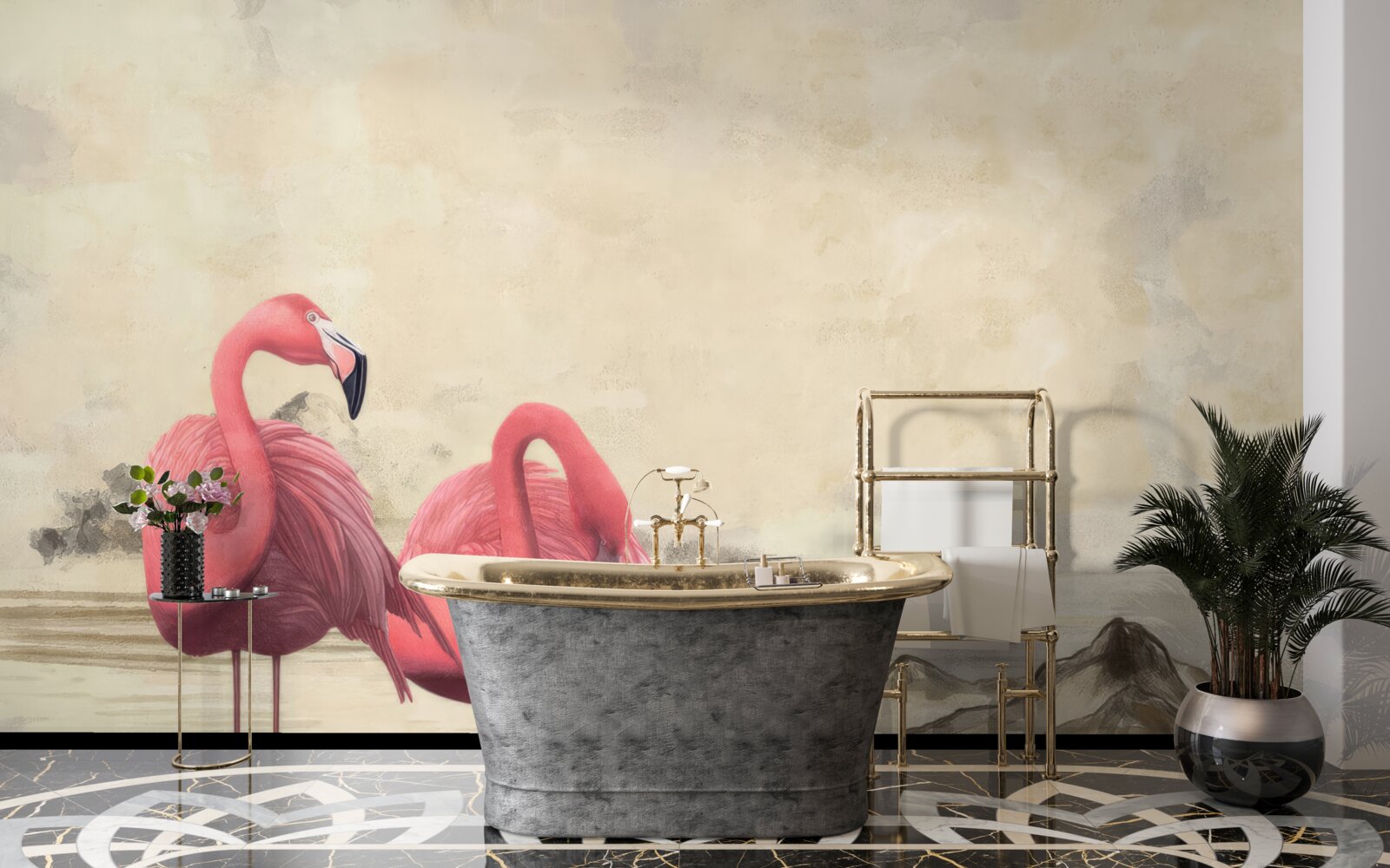 Fototapeta para jasnoróżowych flamingów