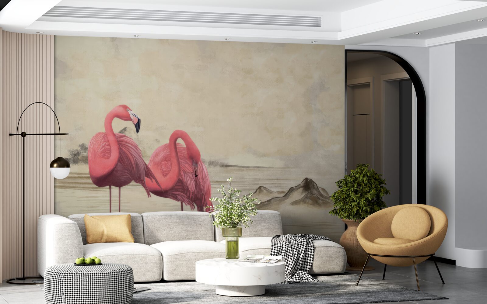 Fototapeta para jasnoróżowych flamingów