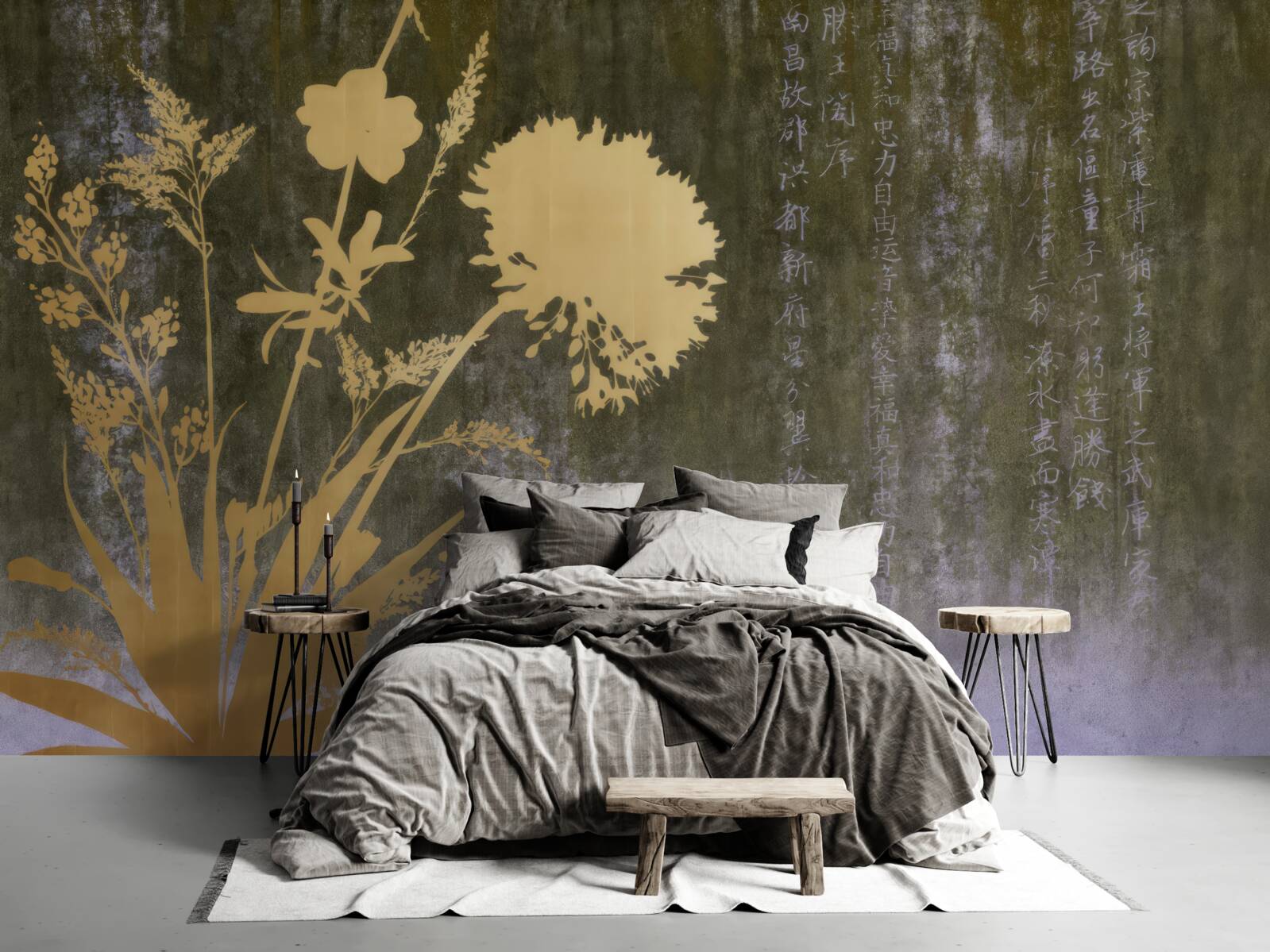 Fototapeta tło z wizerunkami hieroglifów i roślin