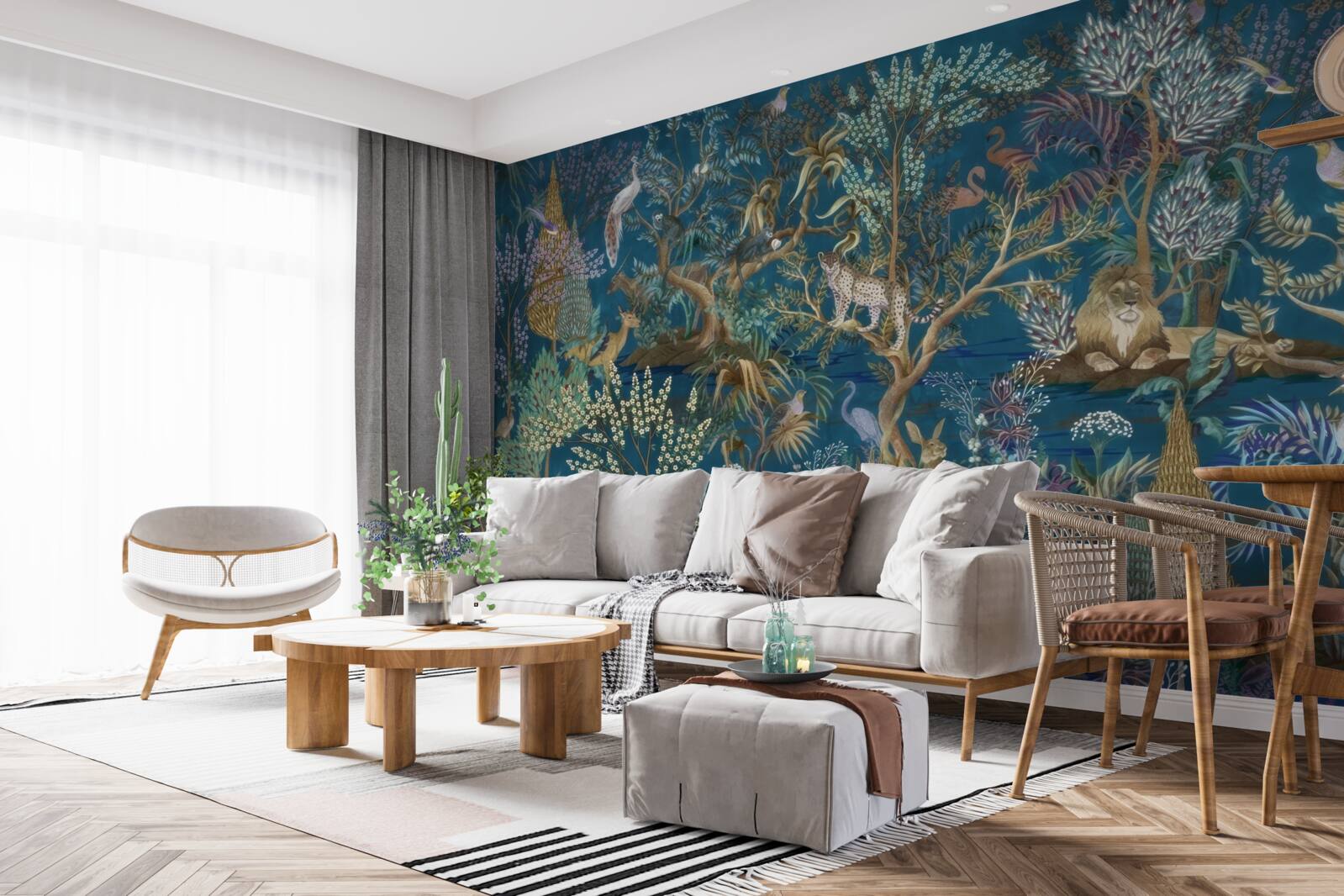 Fototapeta ciemne tło z wizerunkami roślin i zwierząt