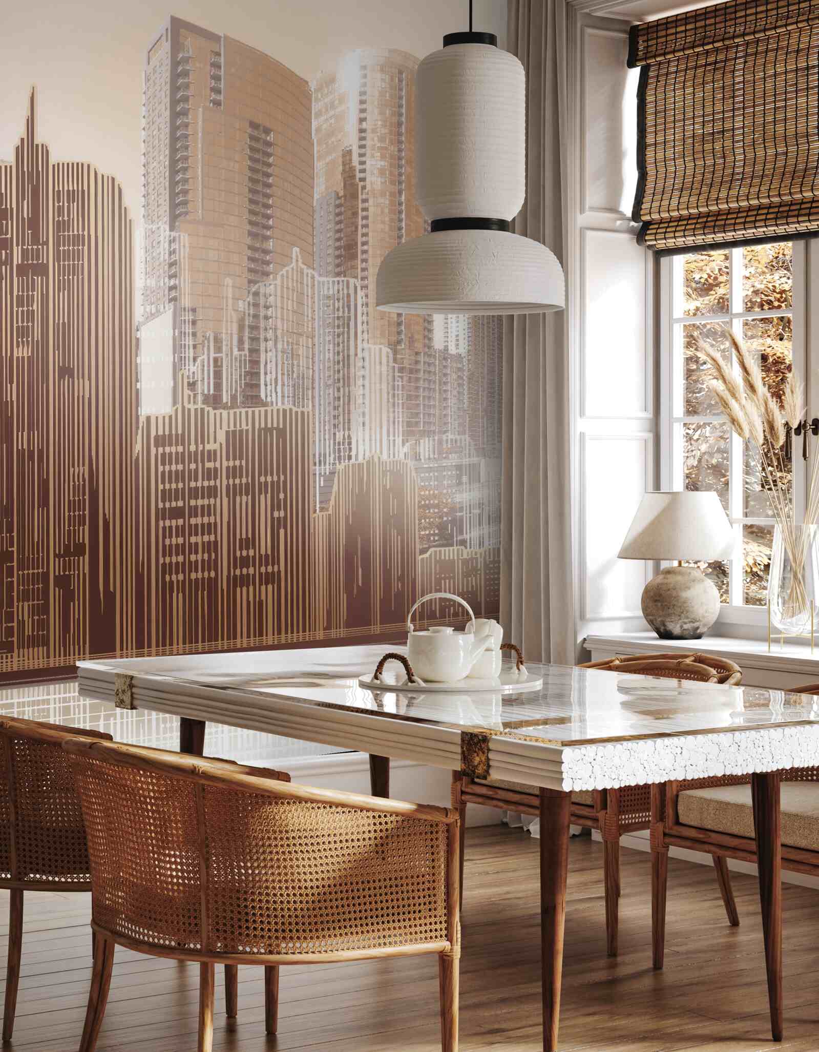 Fototapeta zarysy budynków wielopiętrowych