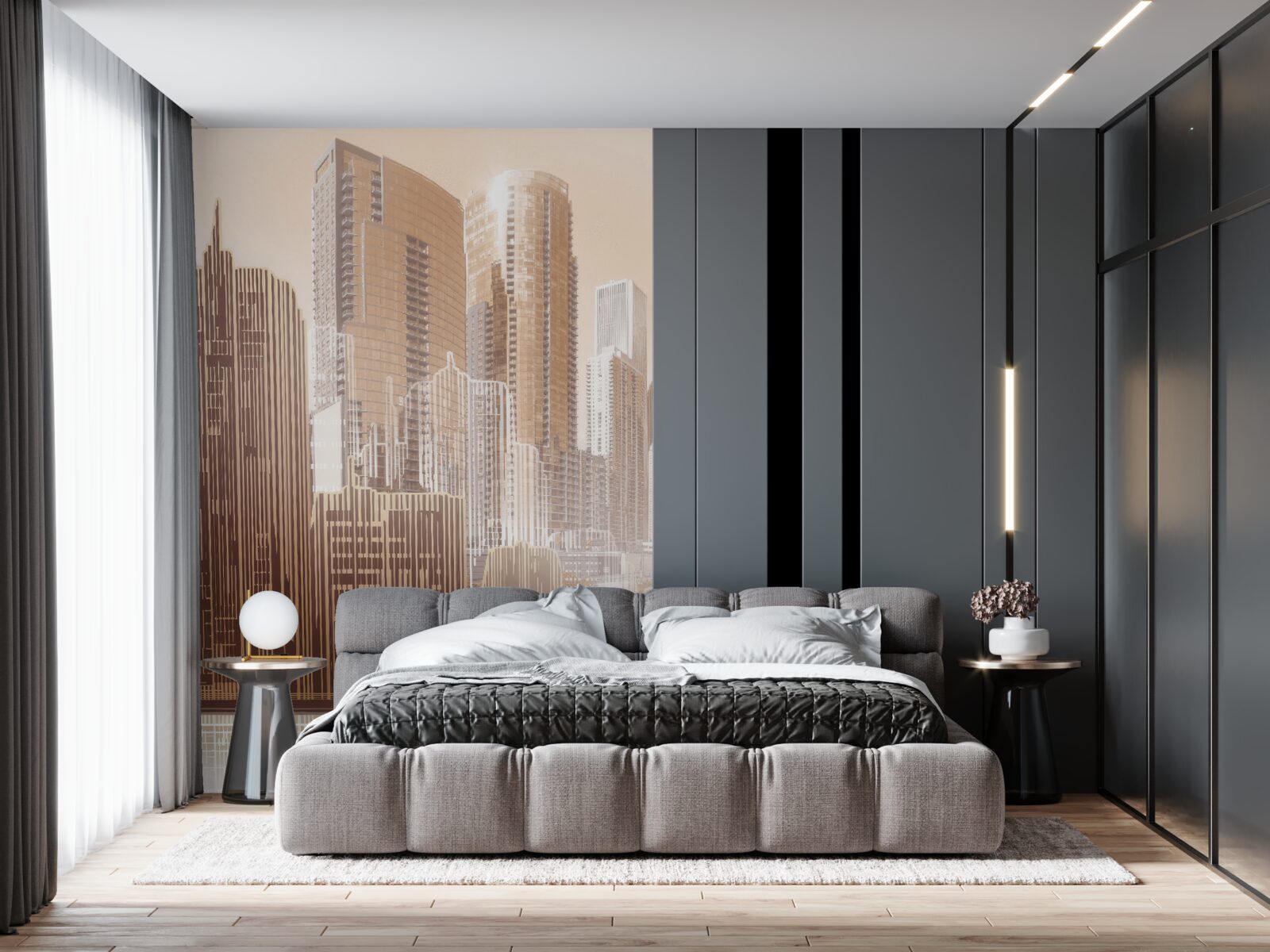 Fototapeta zarysy budynków wielopiętrowych