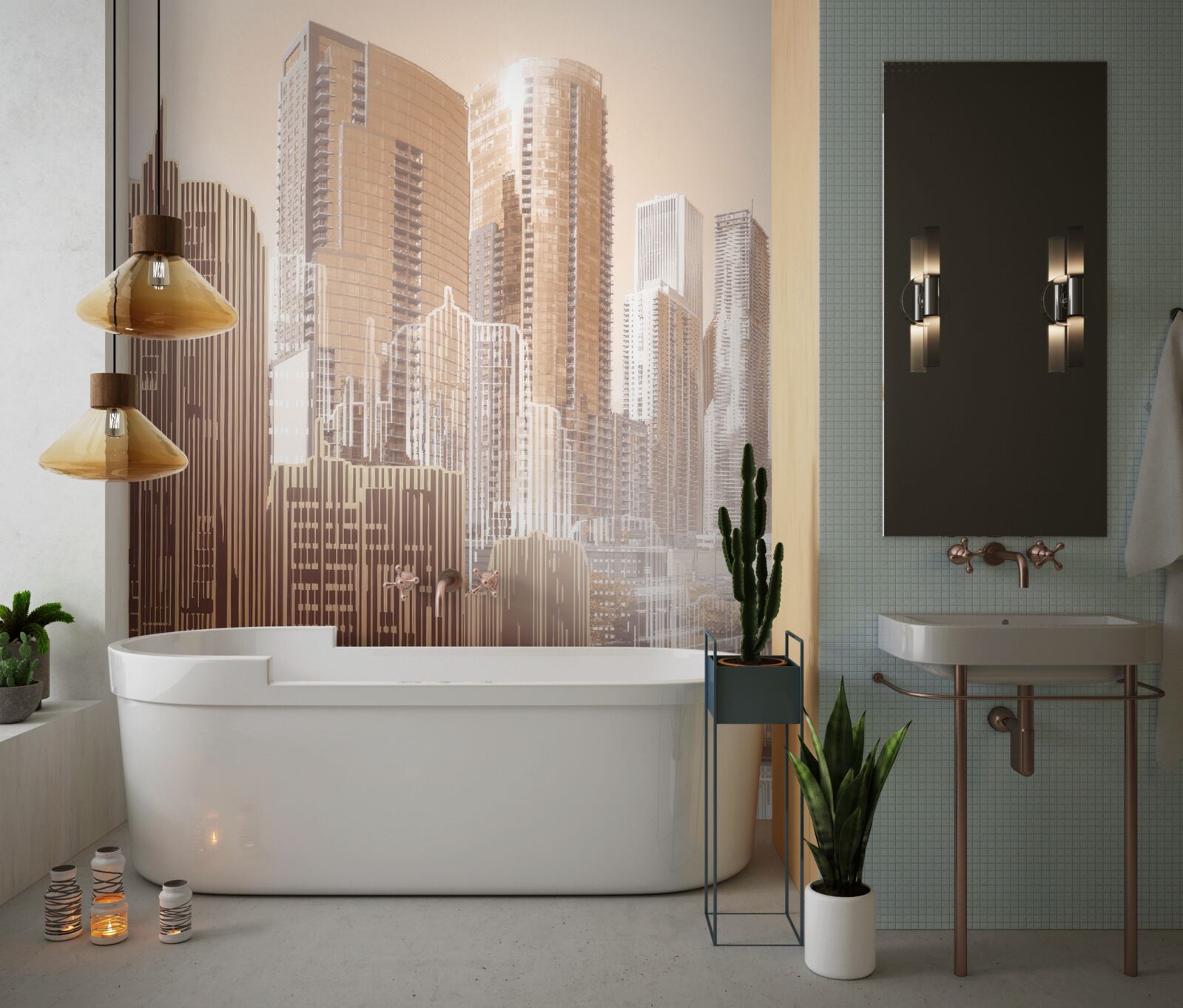 Fototapeta zarysy budynków wielopiętrowych