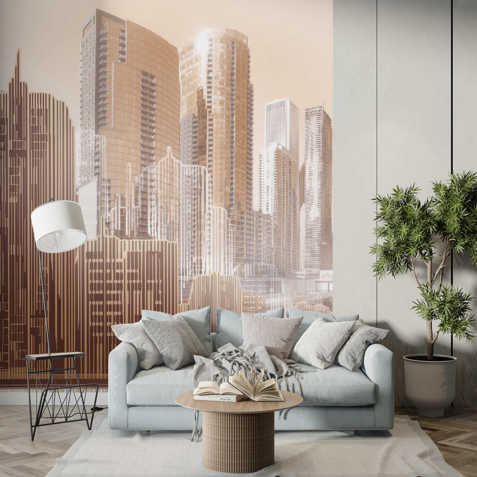 Fototapeta zarysy budynków wielopiętrowych