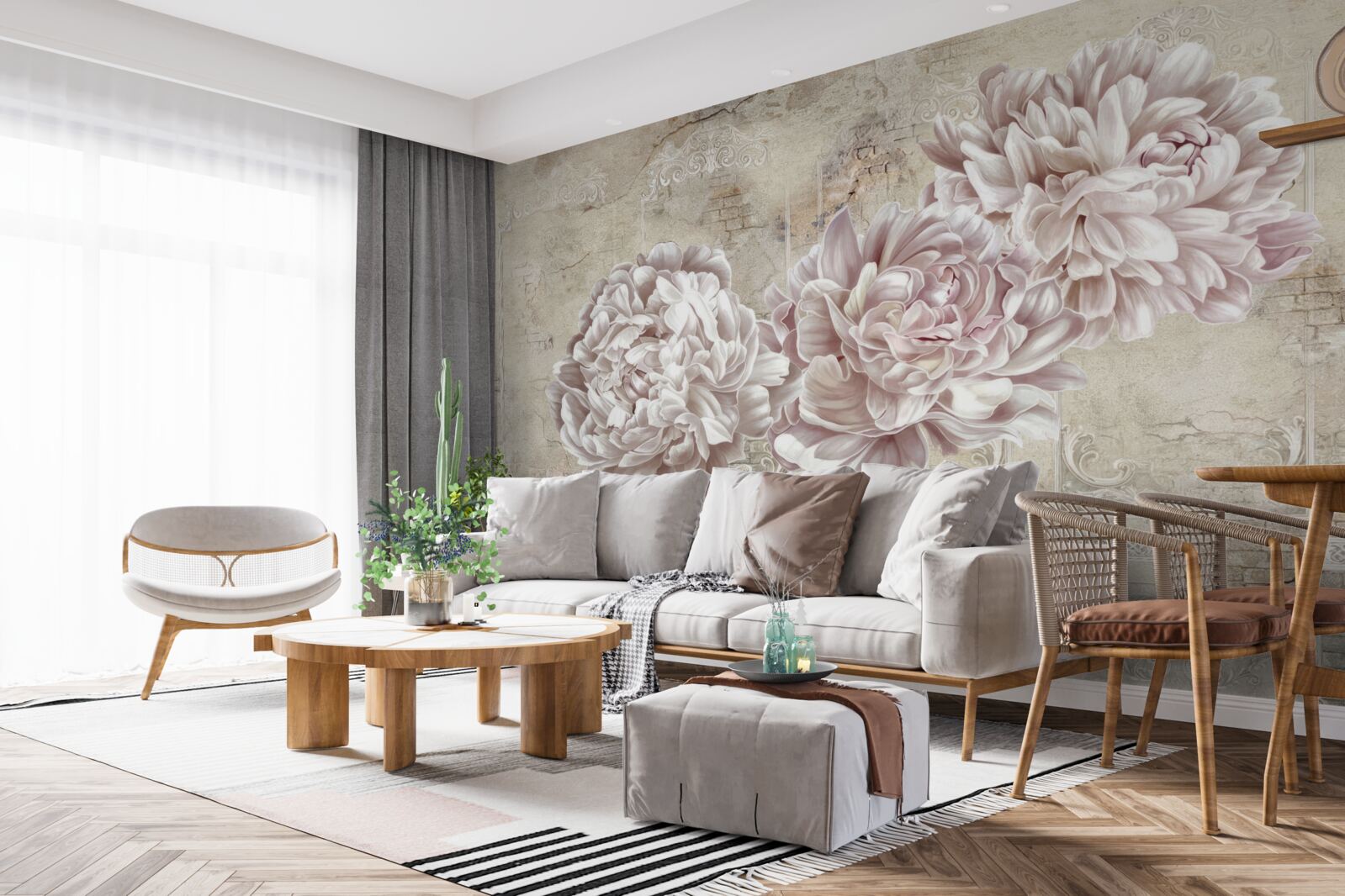 Fototapeta duże jasne piwonie