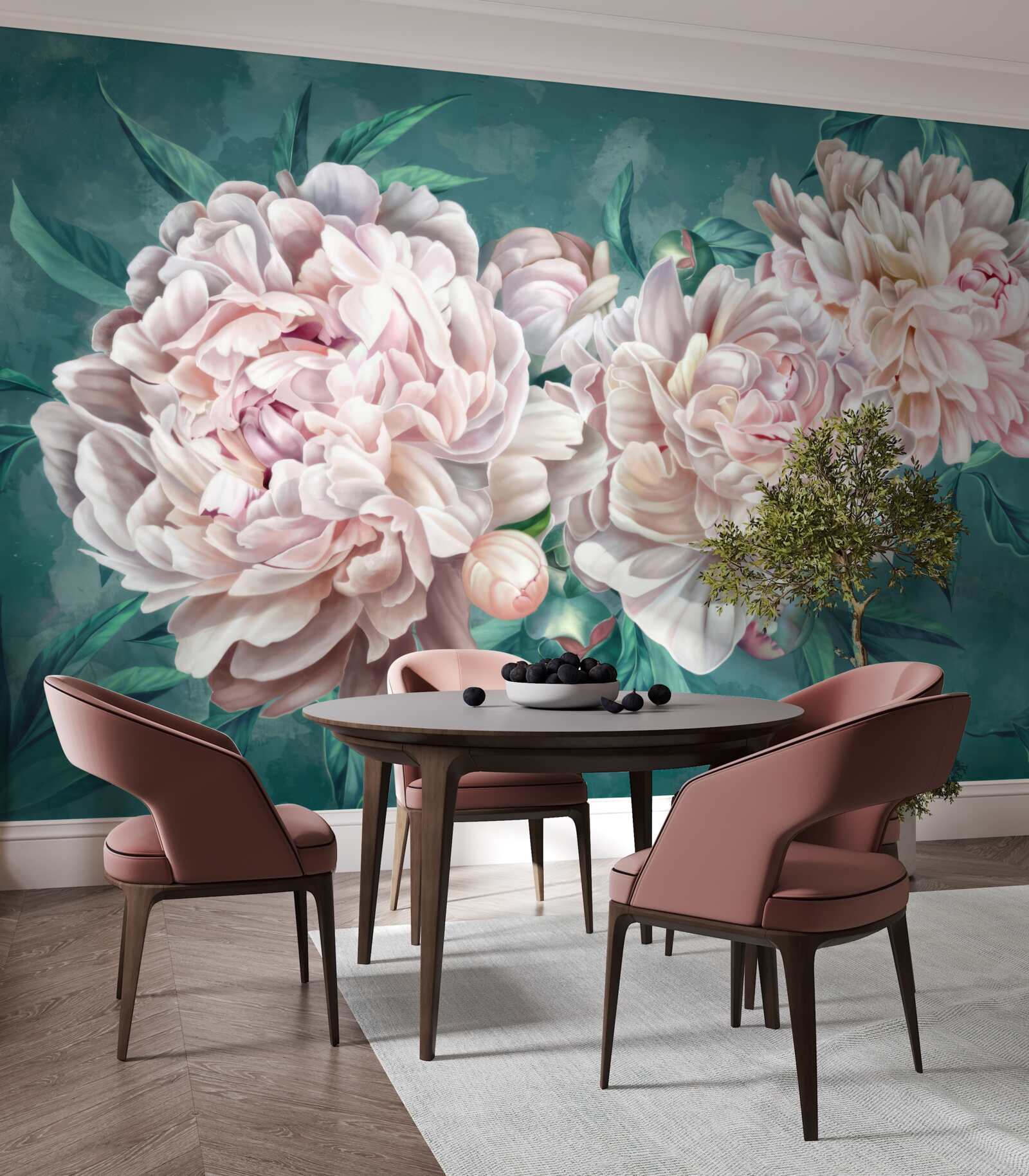 Fototapeta piwonie w delikatnym różowym odcieniu