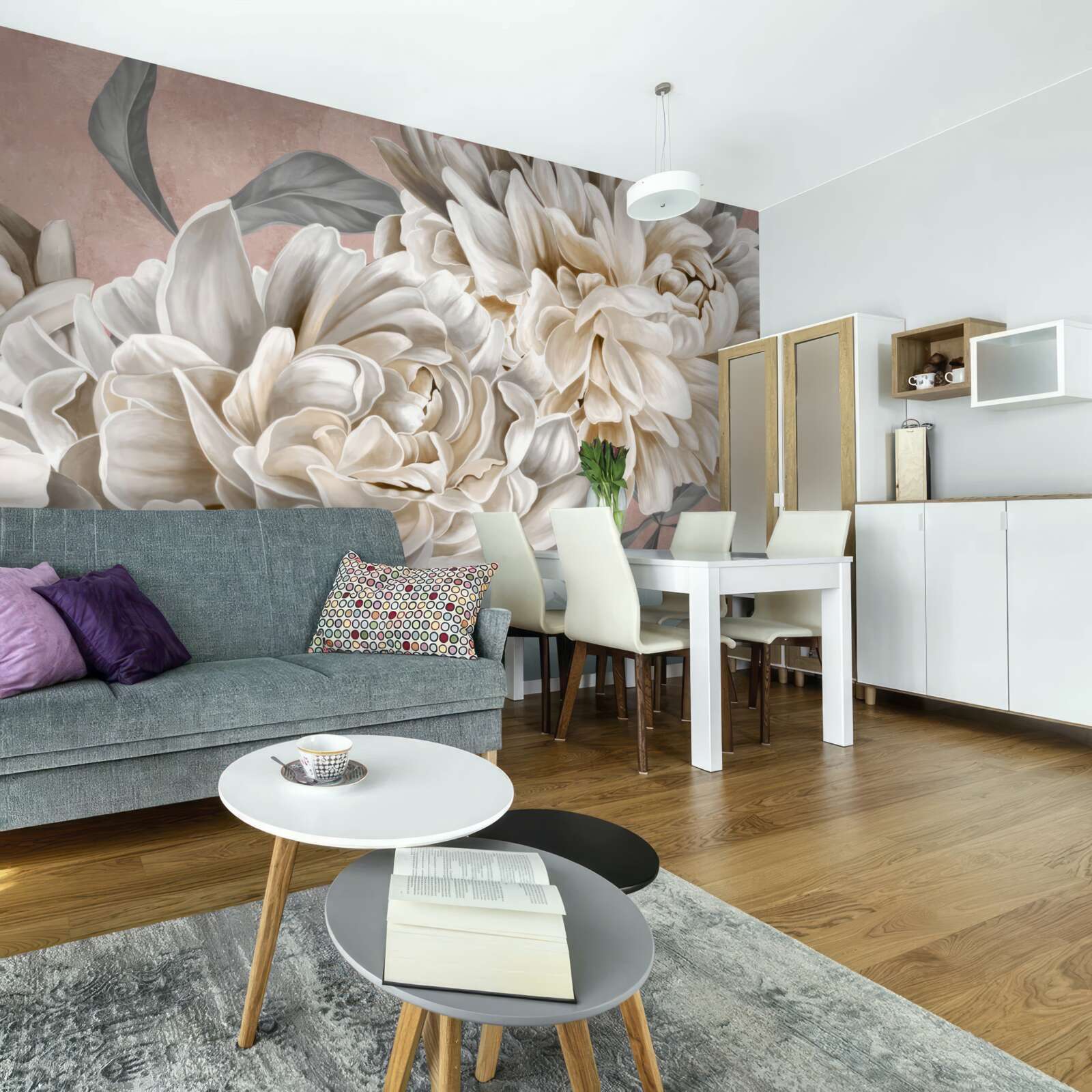 Fototapeta ogromne śnieżnobiałe piwonie