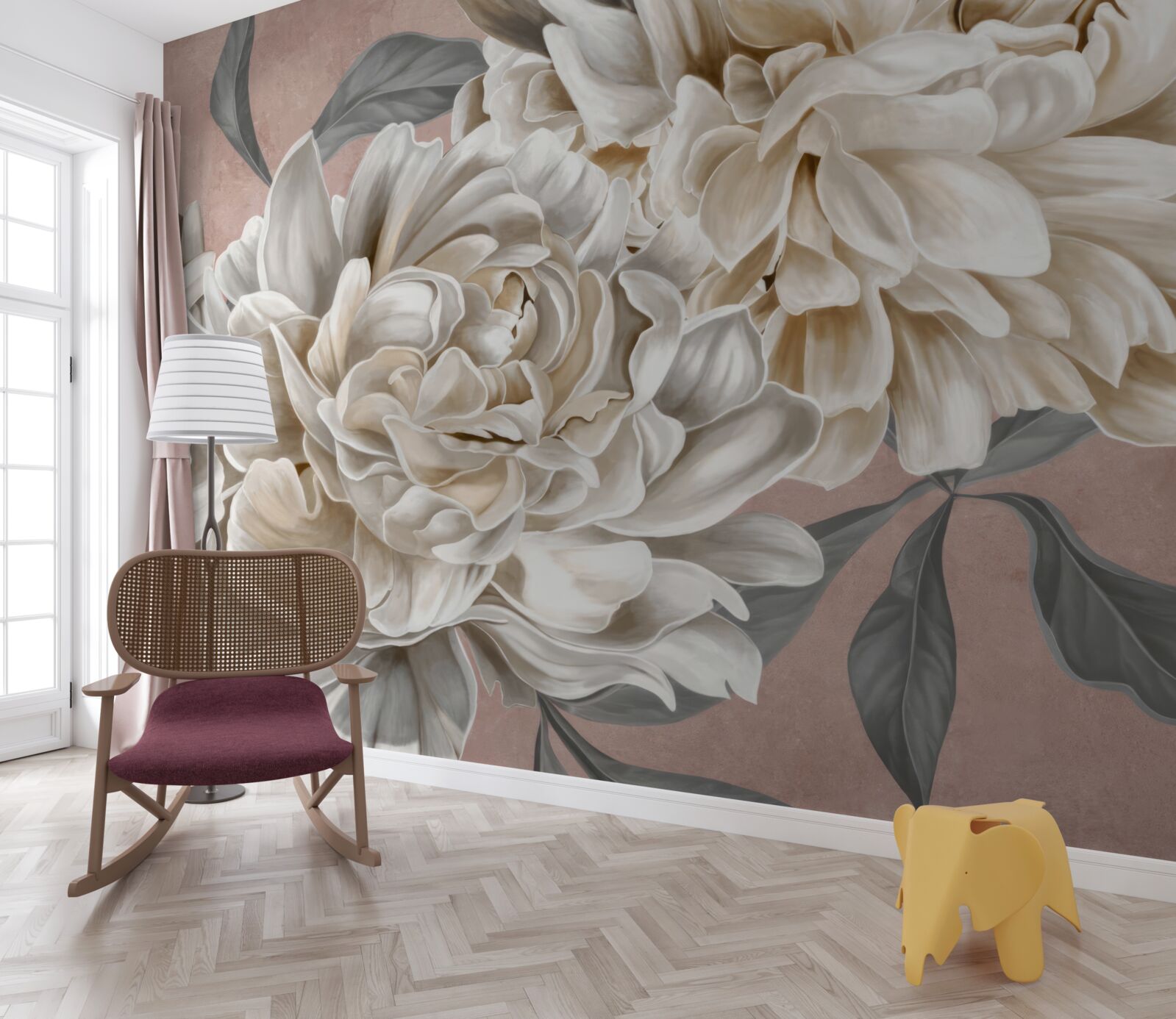 Fototapeta ogromne śnieżnobiałe piwonie