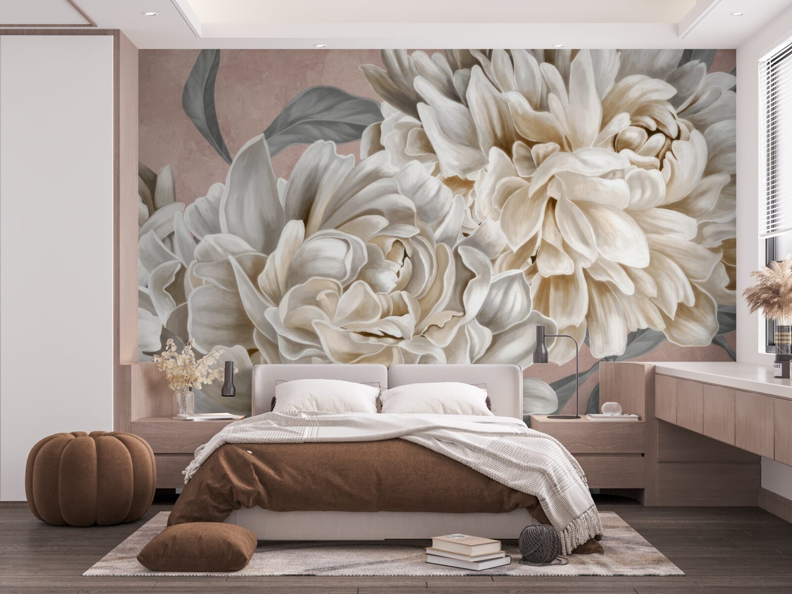 Fototapeta ogromne śnieżnobiałe piwonie