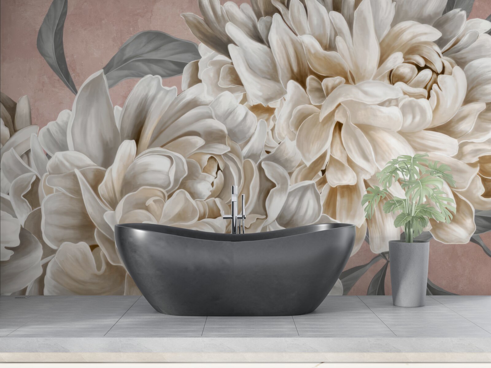 Fototapeta ogromne śnieżnobiałe piwonie