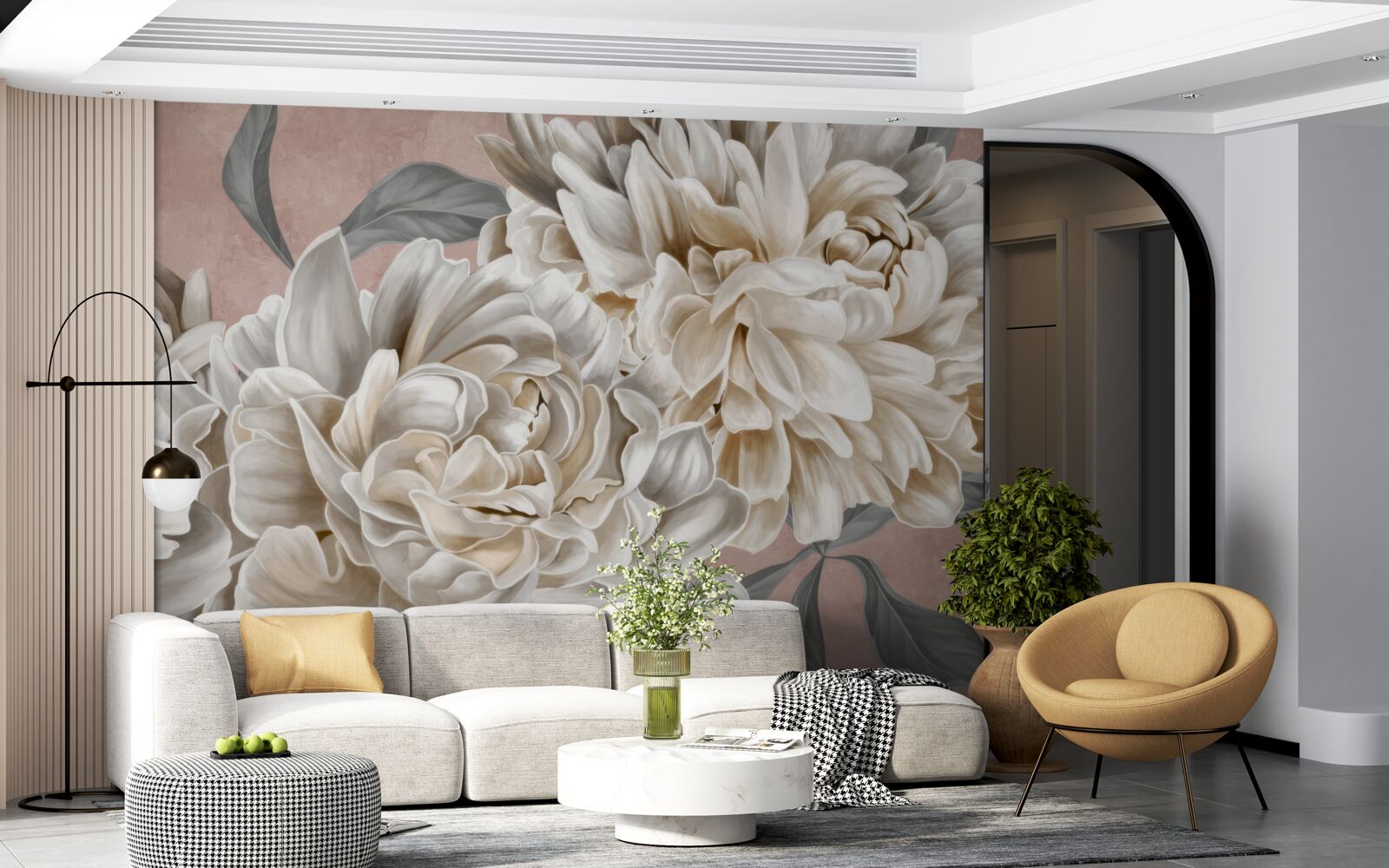 Fototapeta ogromne śnieżnobiałe piwonie