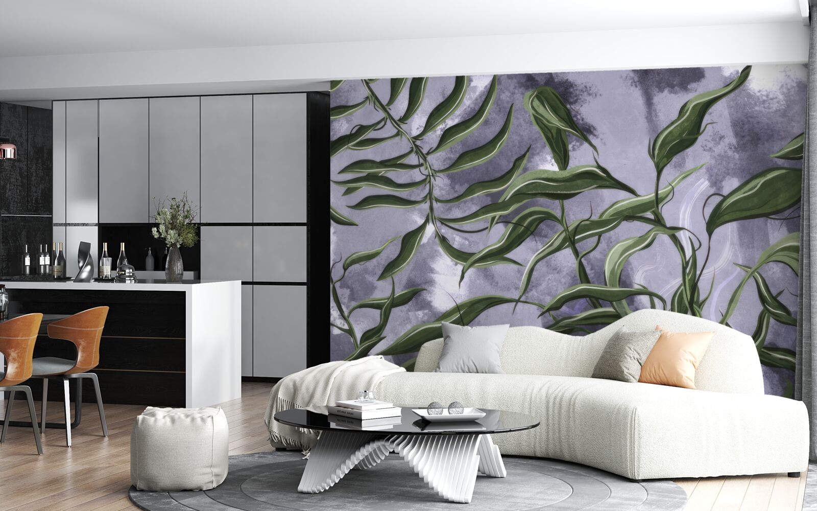 Fototapeta pod wodą znajdują się zielone liście paproci