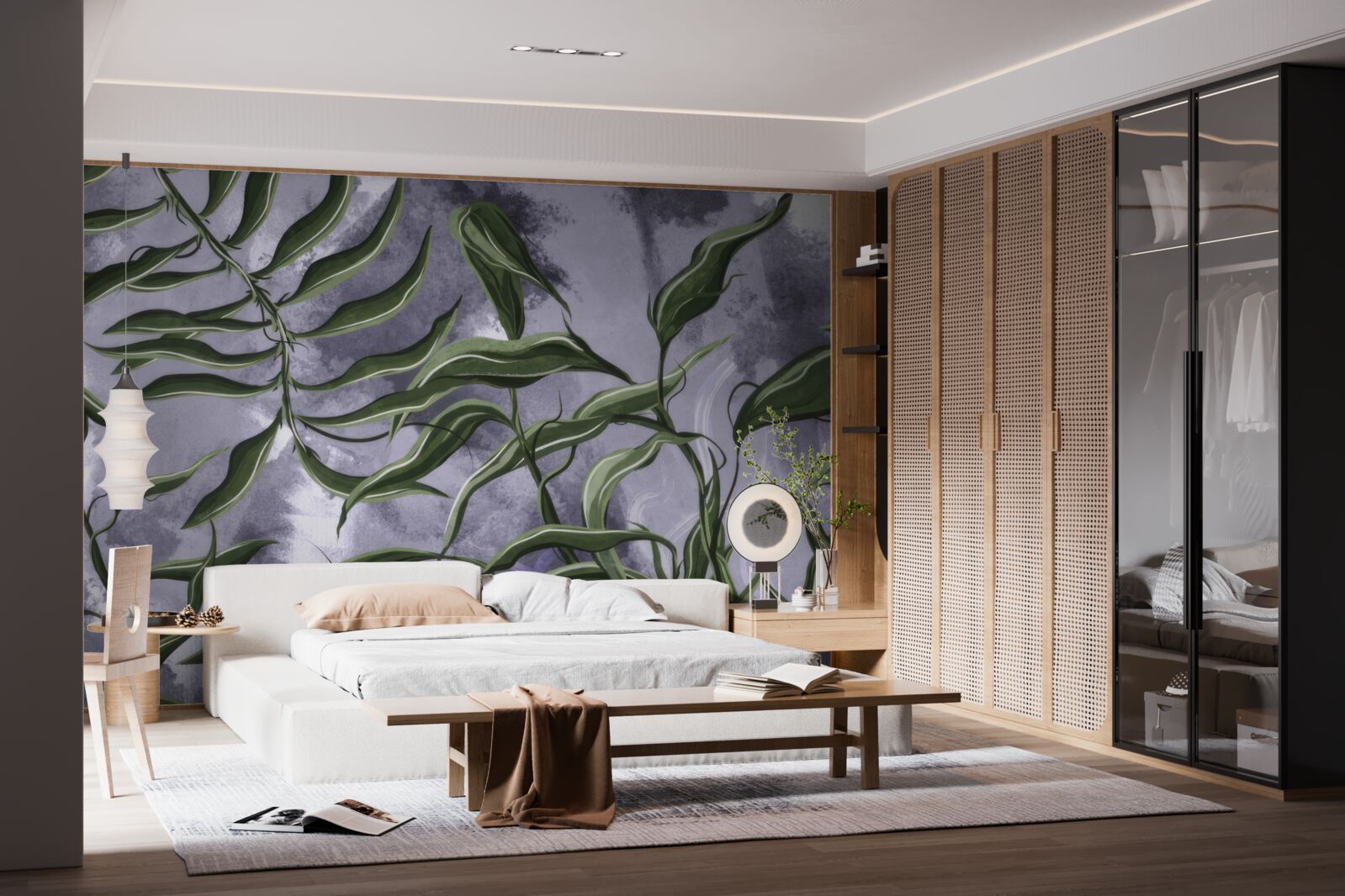 Fototapeta pod wodą znajdują się zielone liście paproci