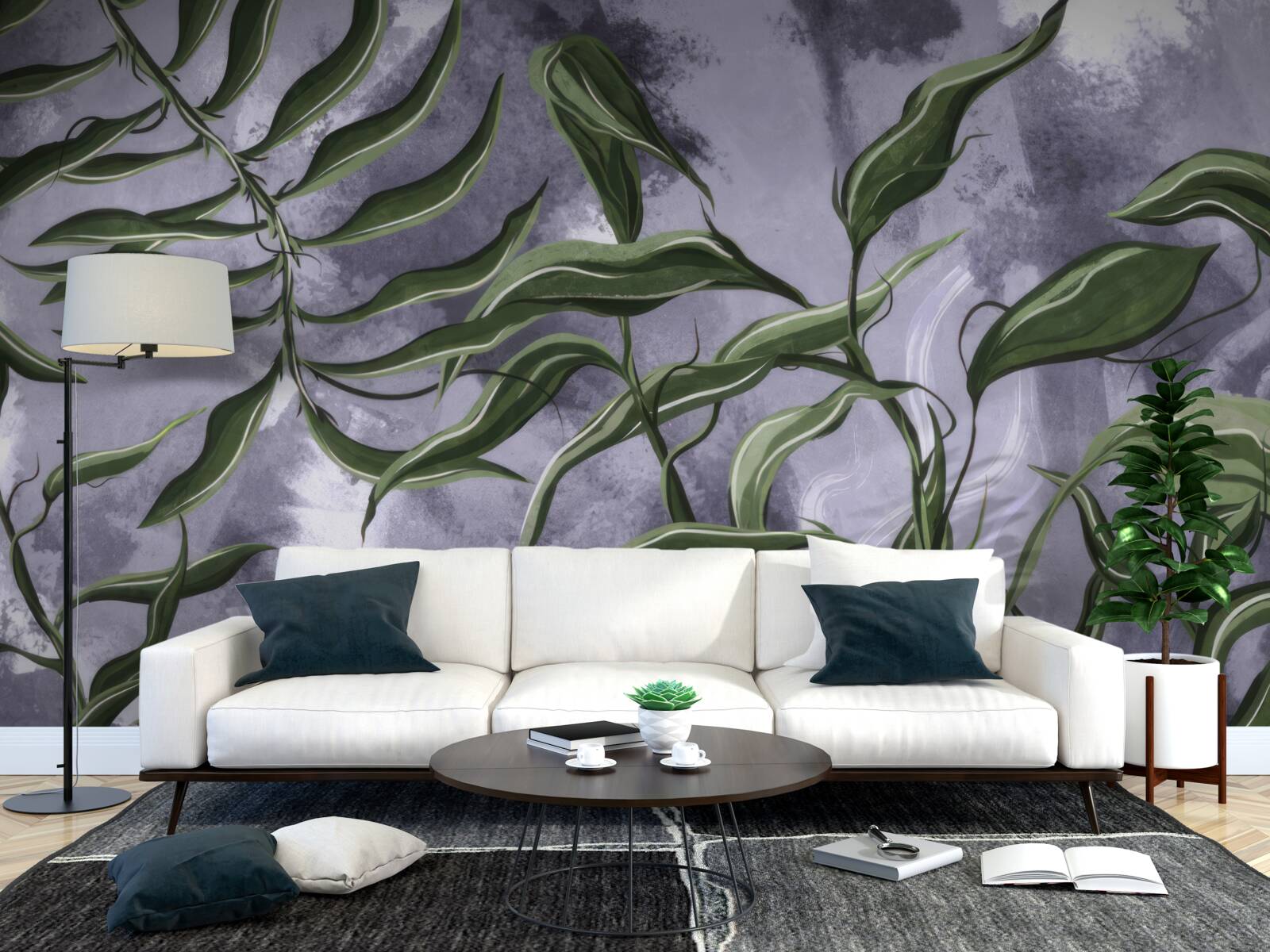 Fototapeta pod wodą znajdują się zielone liście paproci