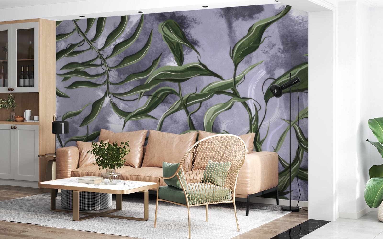 Fototapeta pod wodą znajdują się zielone liście paproci