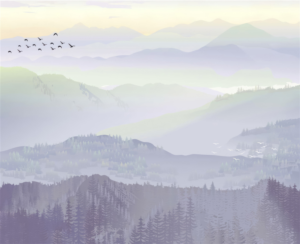 Fototapeta ptaki wracają do uśpionego lasu