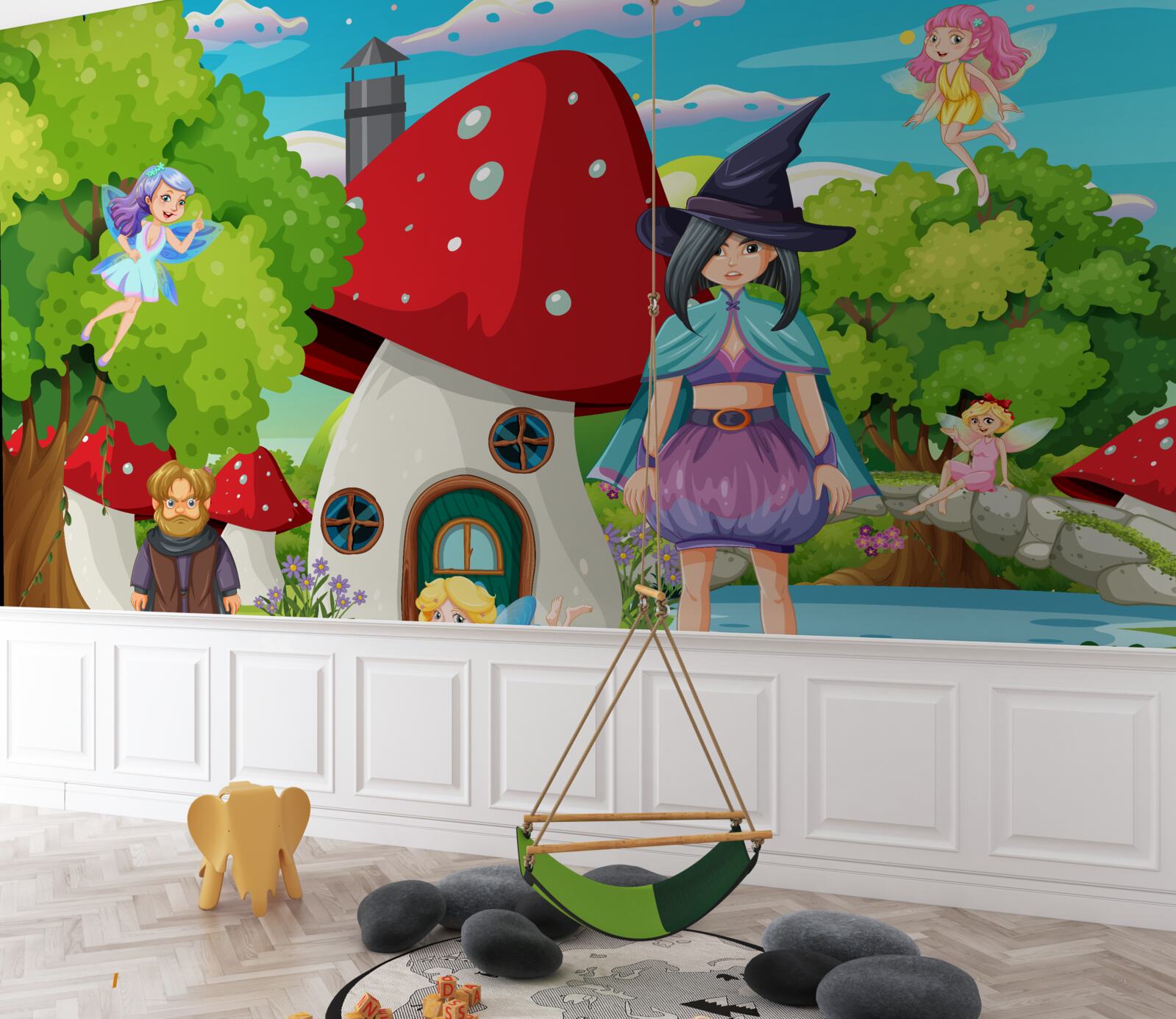 Fototapeta mieszkańcy bajkowego domu w kształcie grzyba