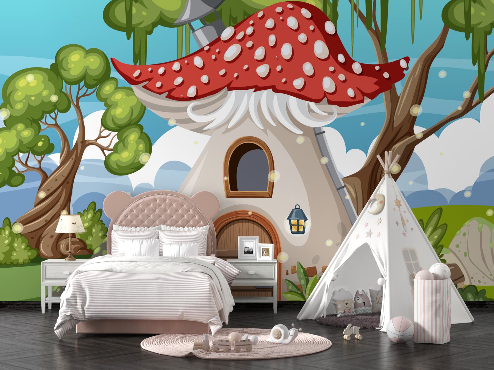 Fototapeta uroczy domek grzybowy na pustyni