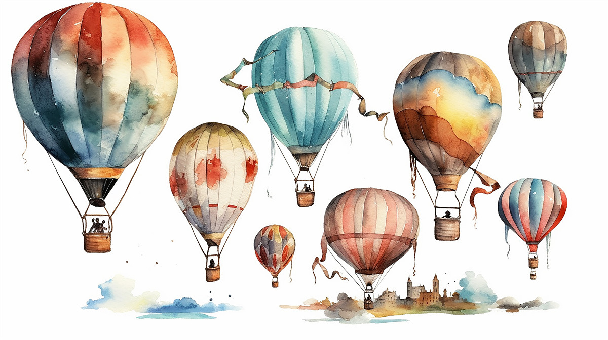 Fototapeta nad miastem odbywa się pokaz balonów na ogrzane powietrze