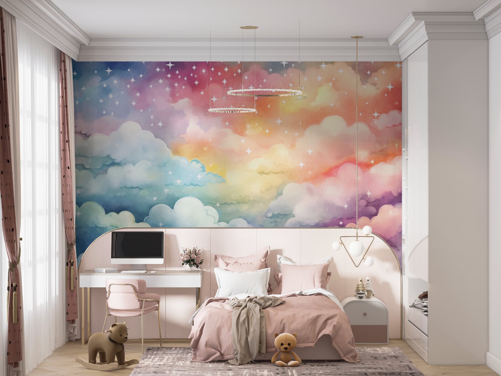 Fototapeta jasne chmury wszystkich kolorów na niebie