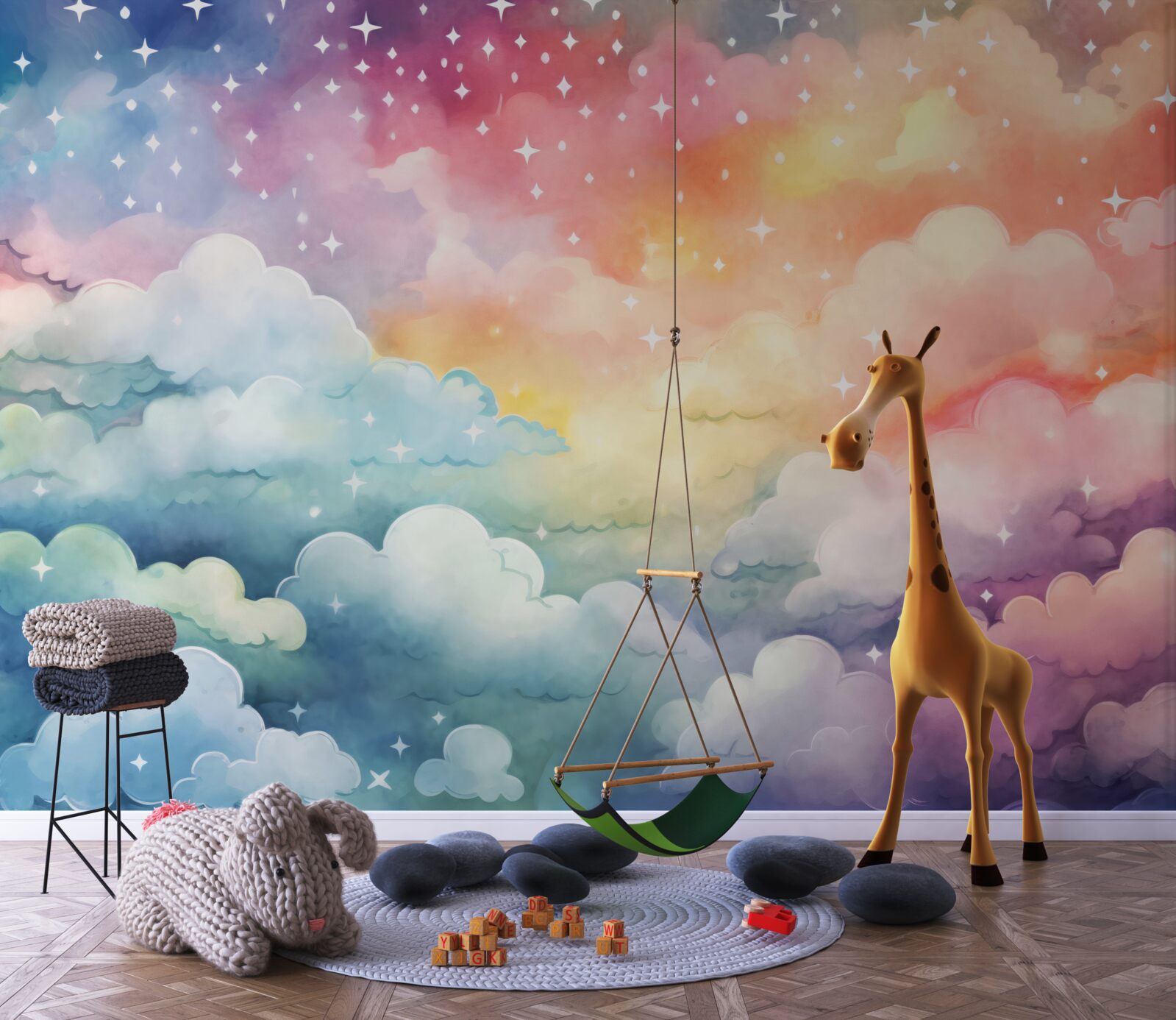 Fototapeta jasne chmury wszystkich kolorów na niebie