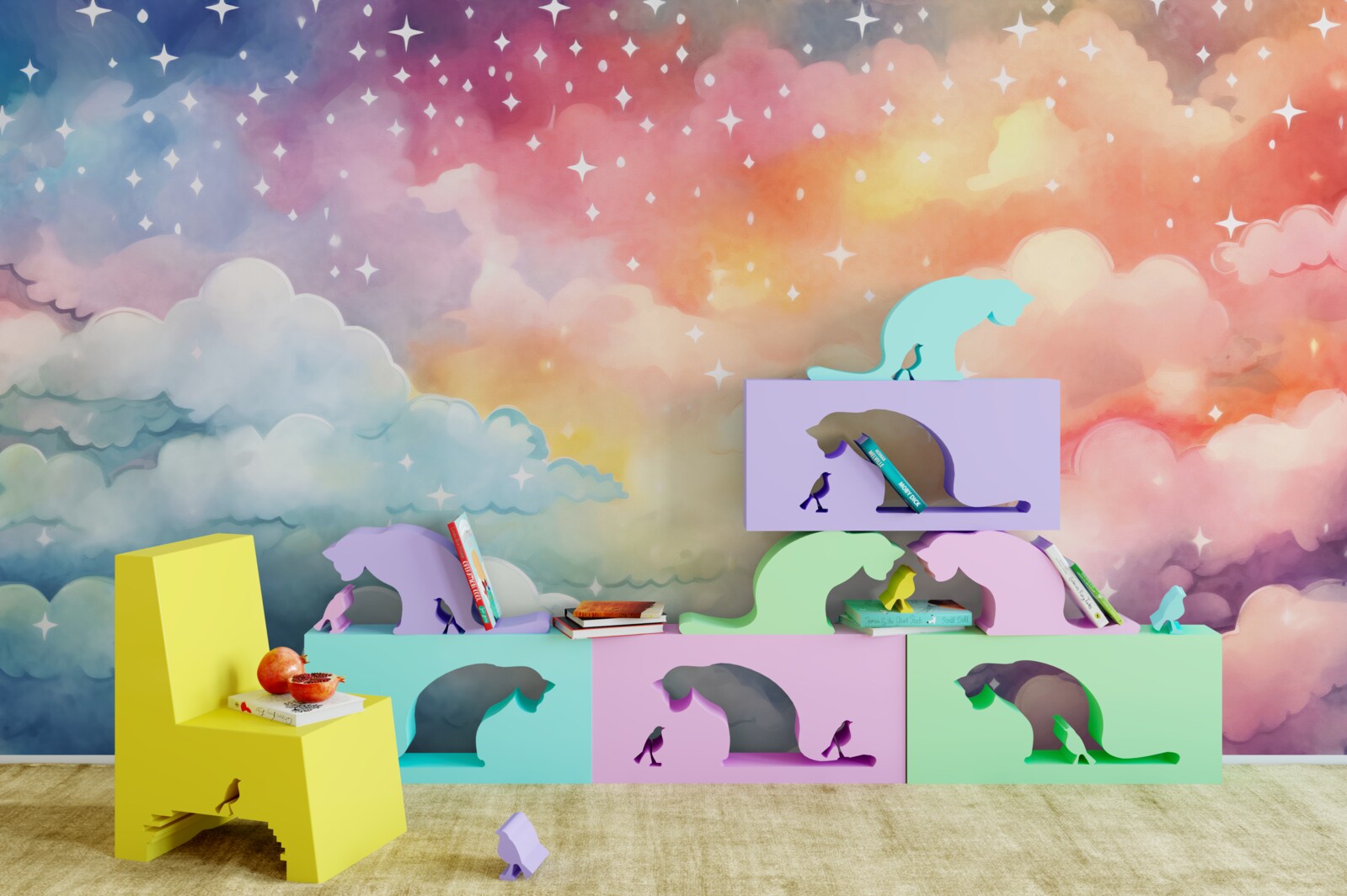 Fototapeta jasne chmury wszystkich kolorów na niebie