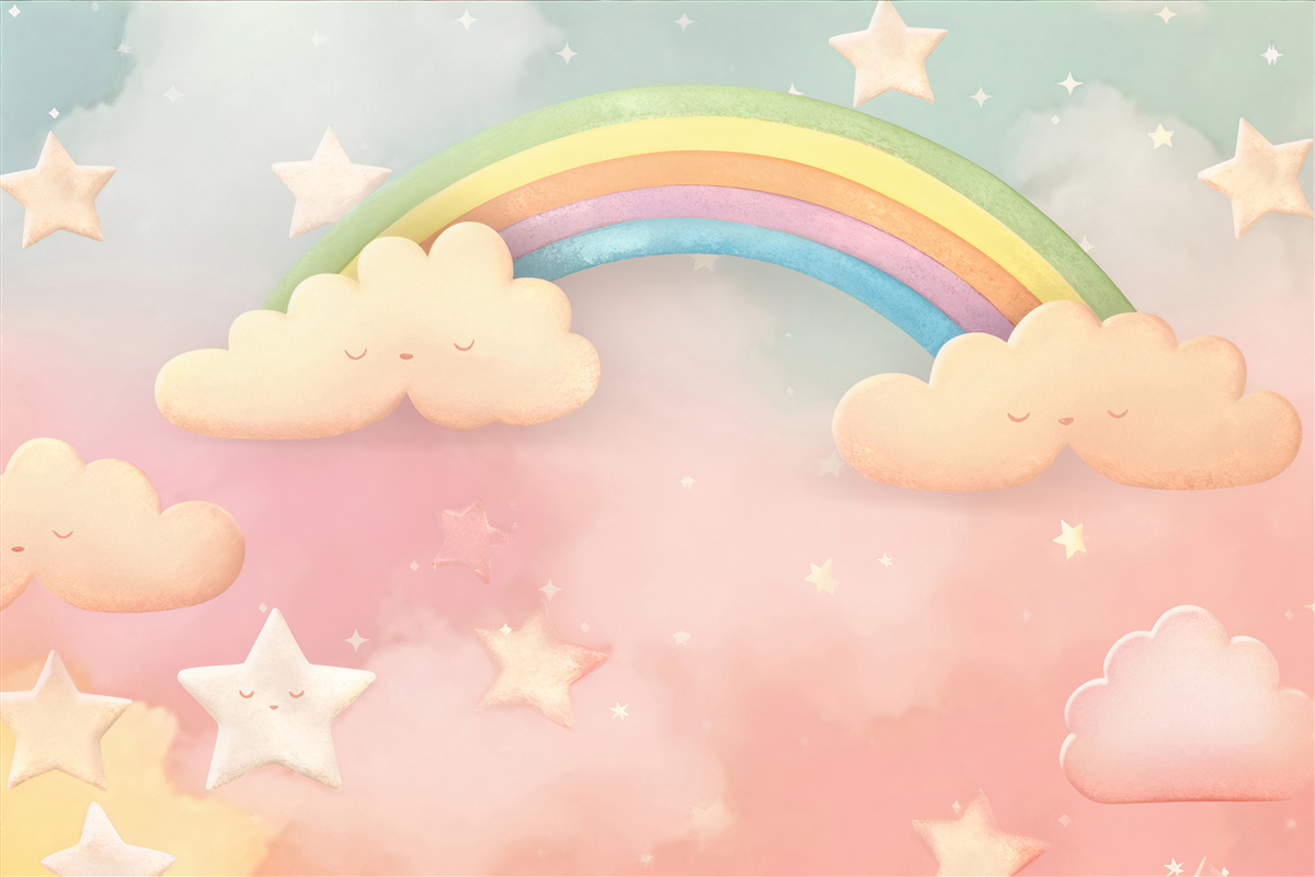 Fototapeta ogromna tęcza wśród rozgwieżdżonego nieba