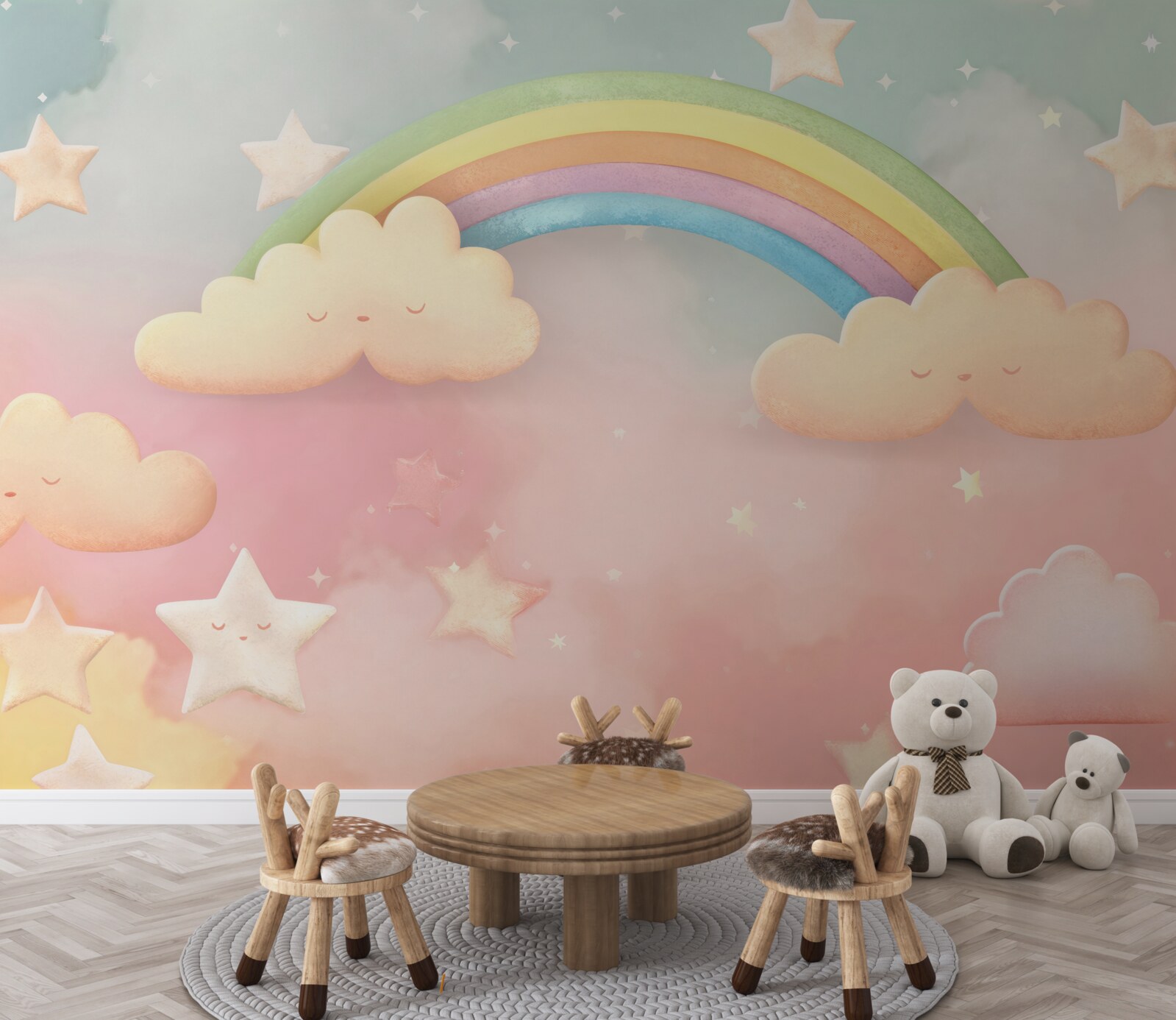 Fototapeta ogromna tęcza wśród rozgwieżdżonego nieba