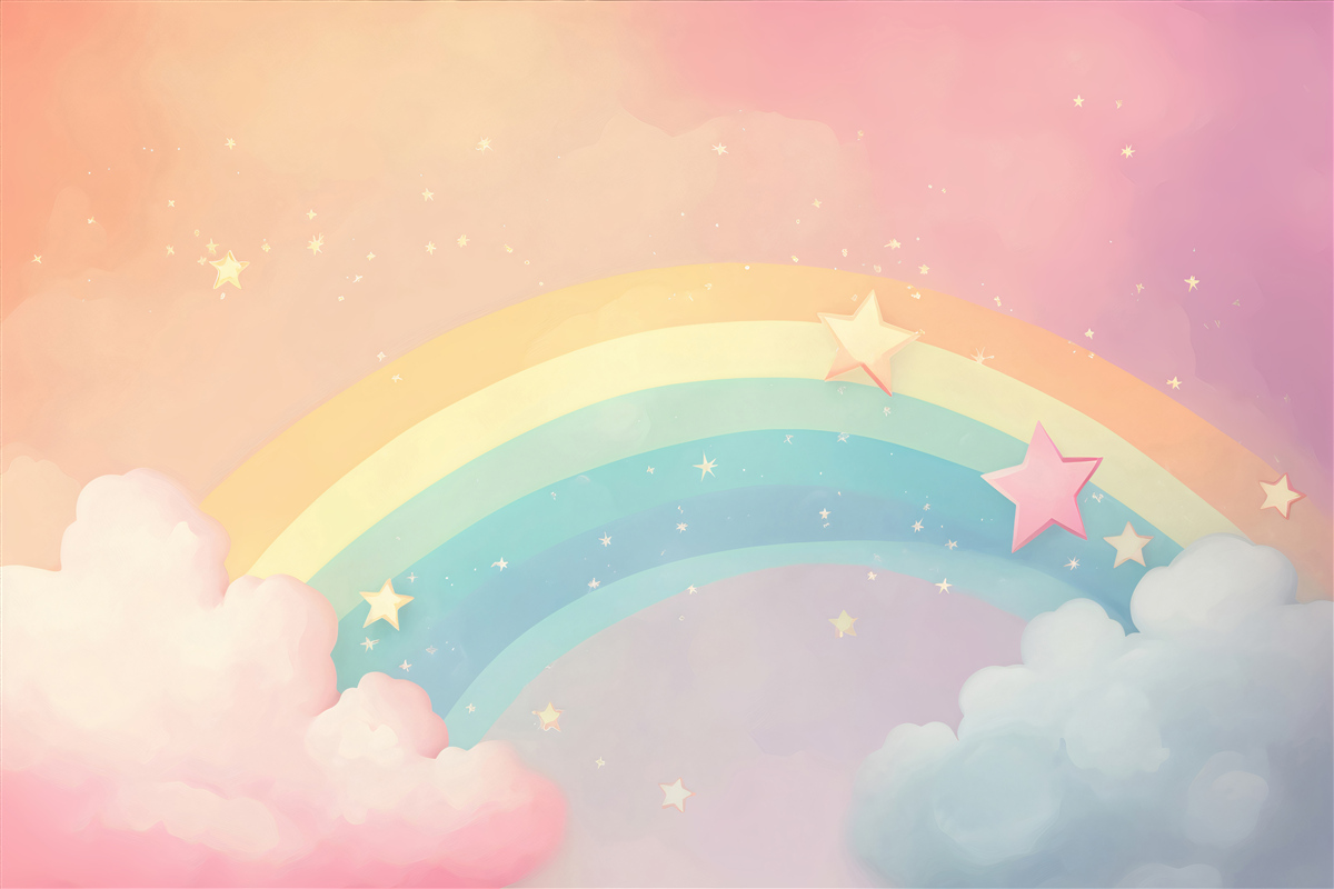 Fototapeta tęcza błyszcząca wśród chmur