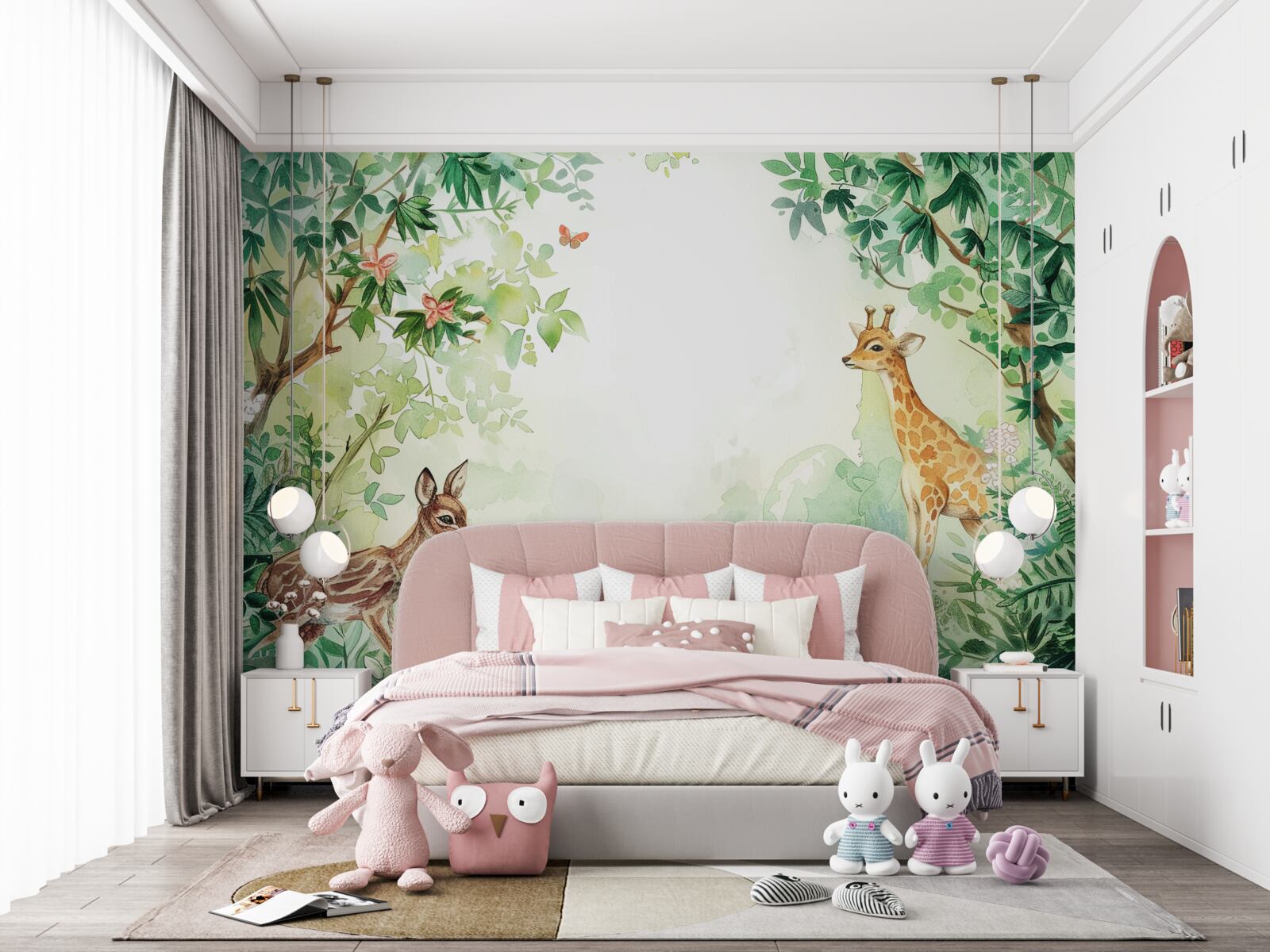 Fototapeta Żyrafa i jeleń stoją naprzeciw siebie