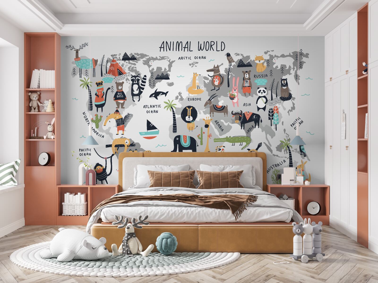 Fototapeta mapa najważniejszych zwierząt świata