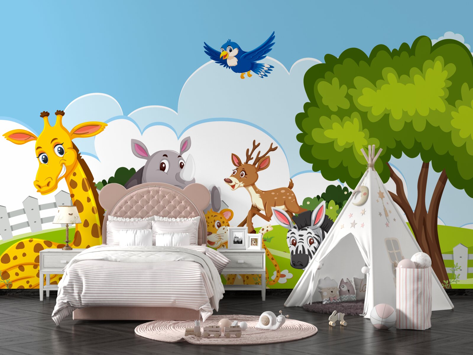 Fototapeta młoda firma relaksuje się na trawniku