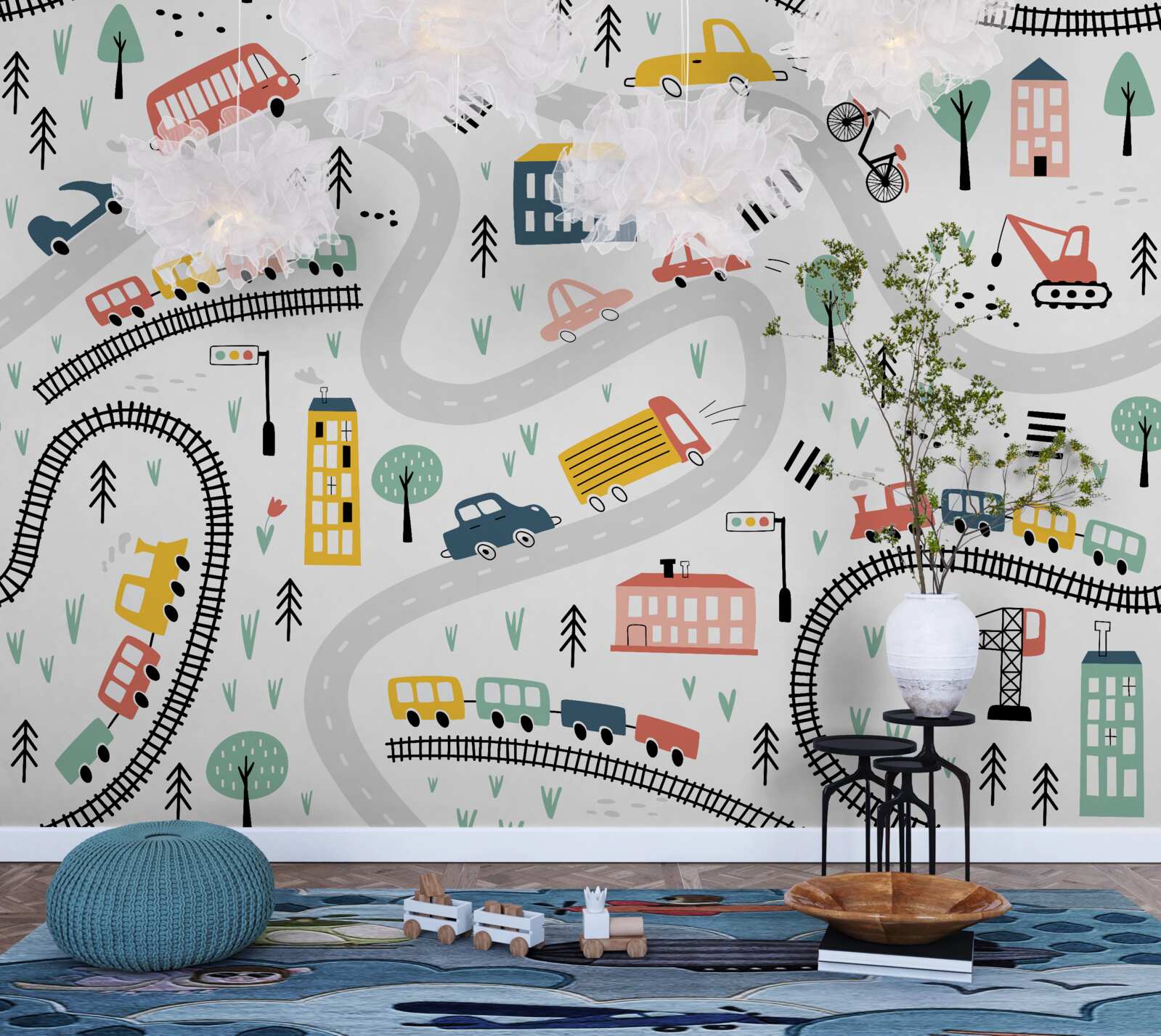 Fototapeta zaludniony obszar z ulicami i systemem transportu