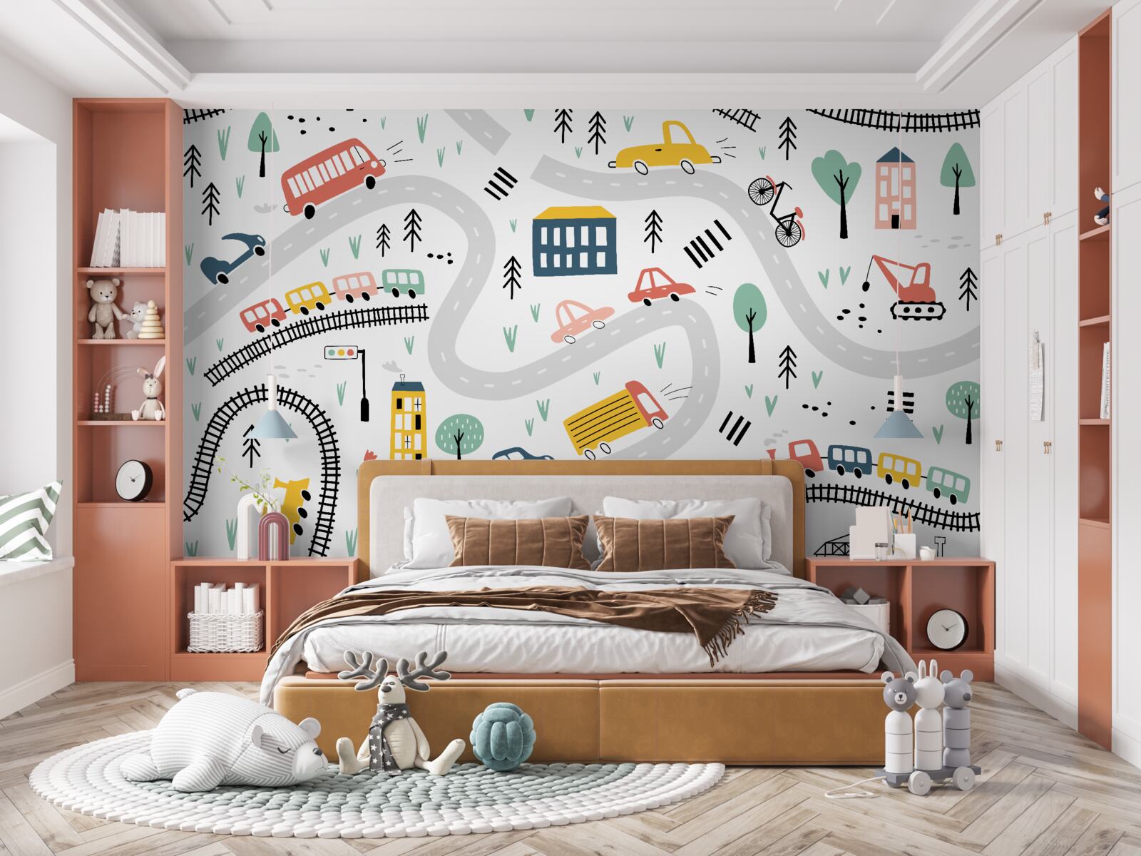 Fototapeta zaludniony obszar z ulicami i systemem transportu