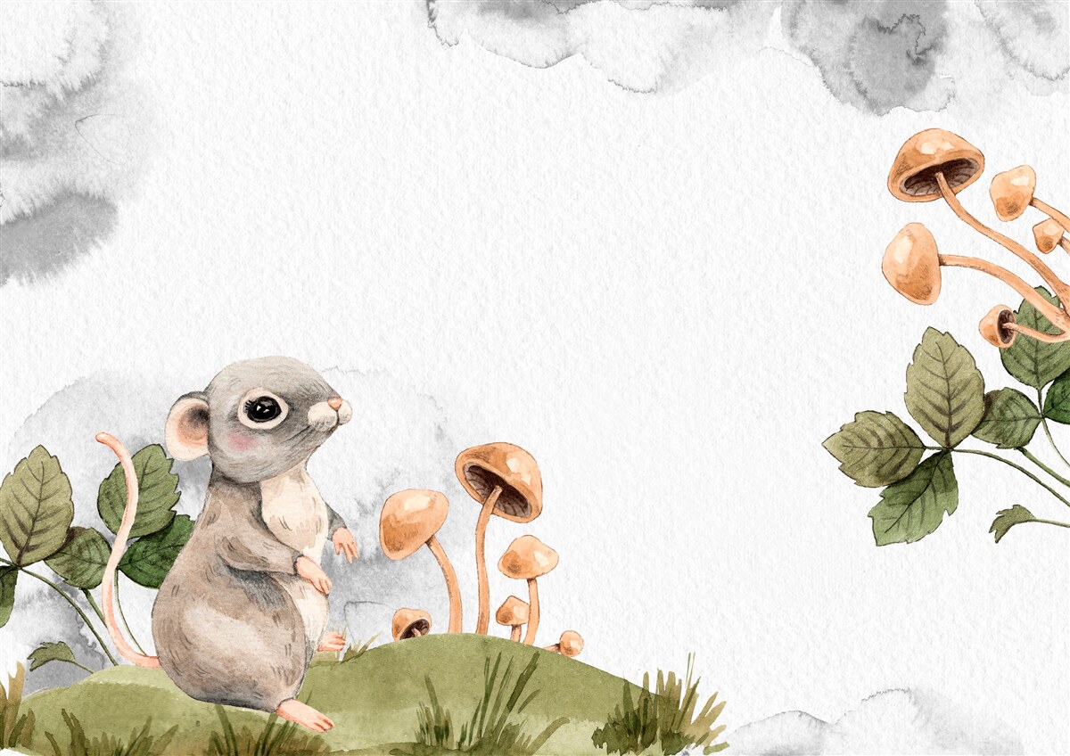 Fototapeta mysz próbuje znaleźć sposób na zdobycie grzyba