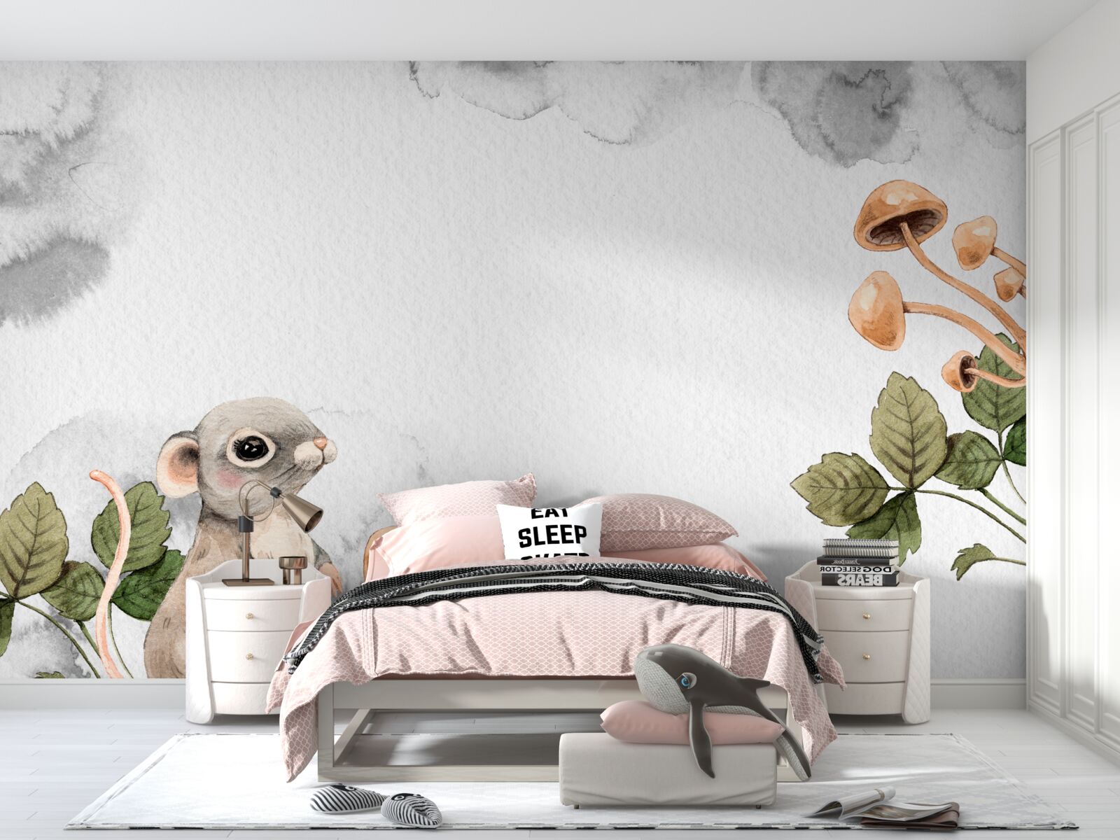 Fototapeta mysz próbuje znaleźć sposób na zdobycie grzyba