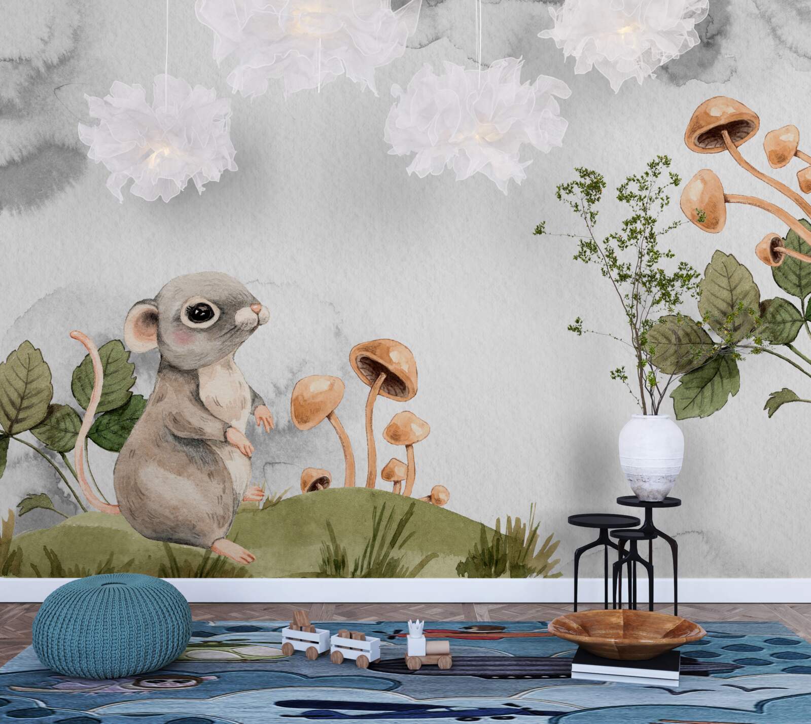 Fototapeta mysz próbuje znaleźć sposób na zdobycie grzyba